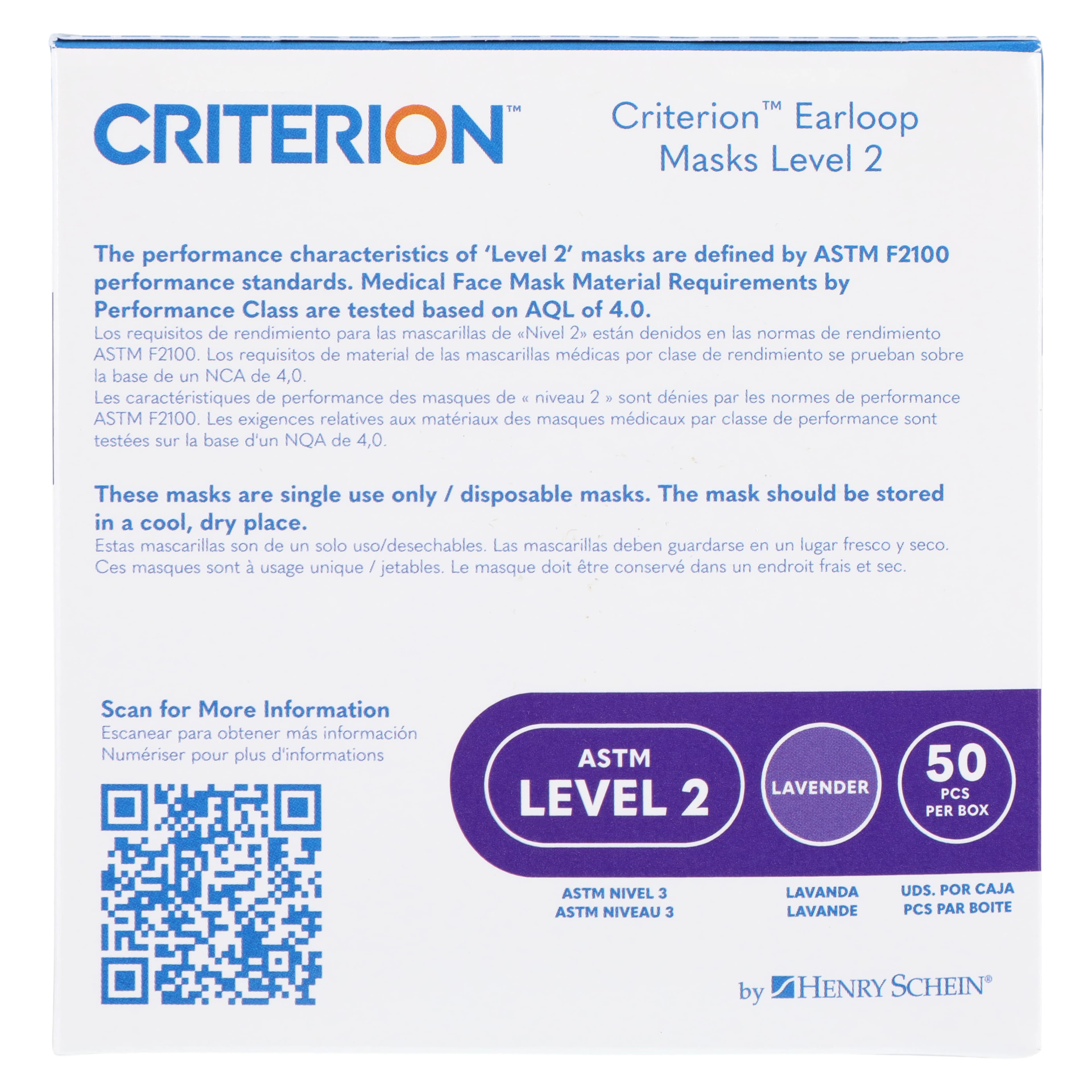 Criterion Earloop Mask L2, ASTM Level 2, Lavender, Disposable, 50/Box thumbnail 7