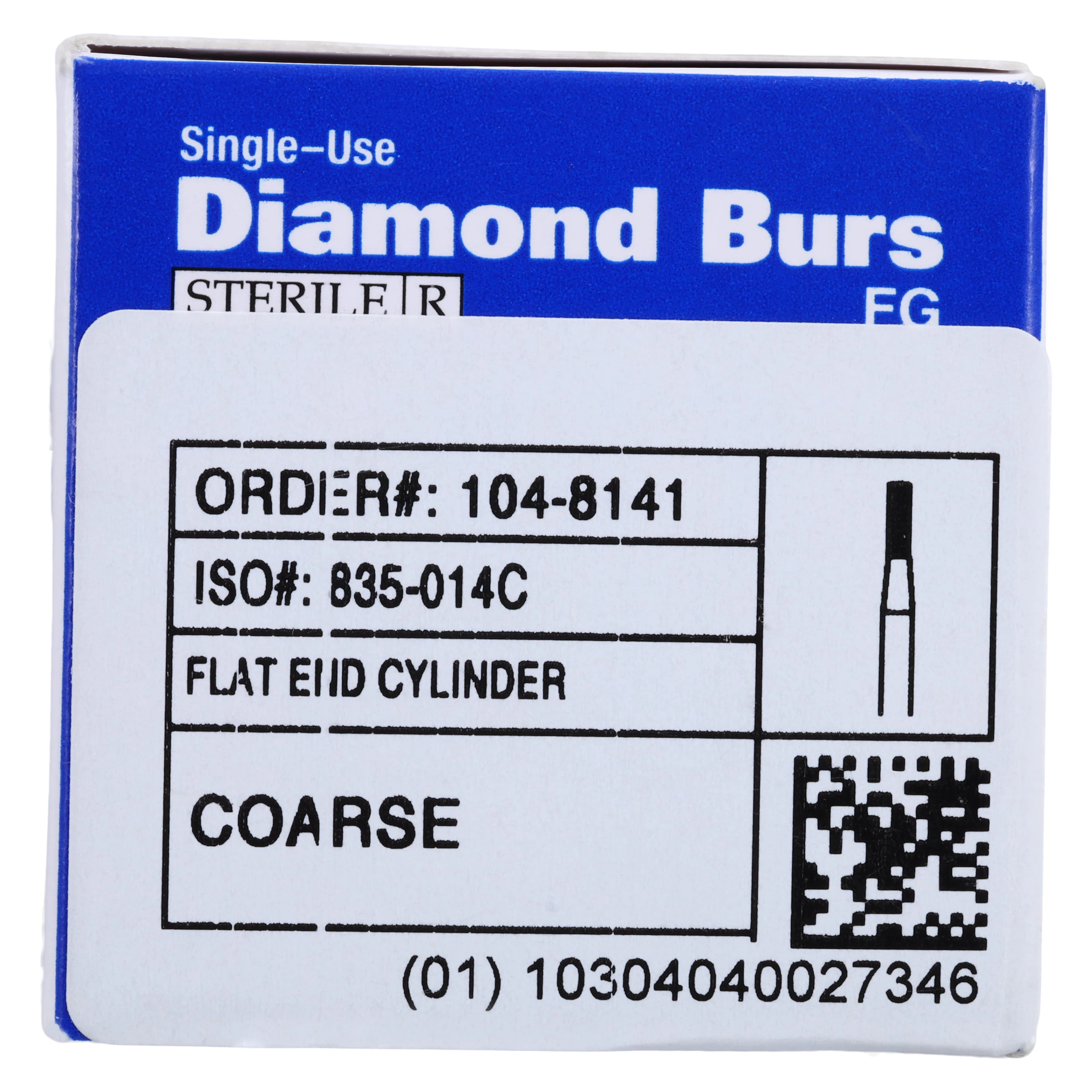 HSI Flat End Cylinder FG Diamond Burs, Single Use, Coarse, 835-014C, 25/Box thumbnail 6