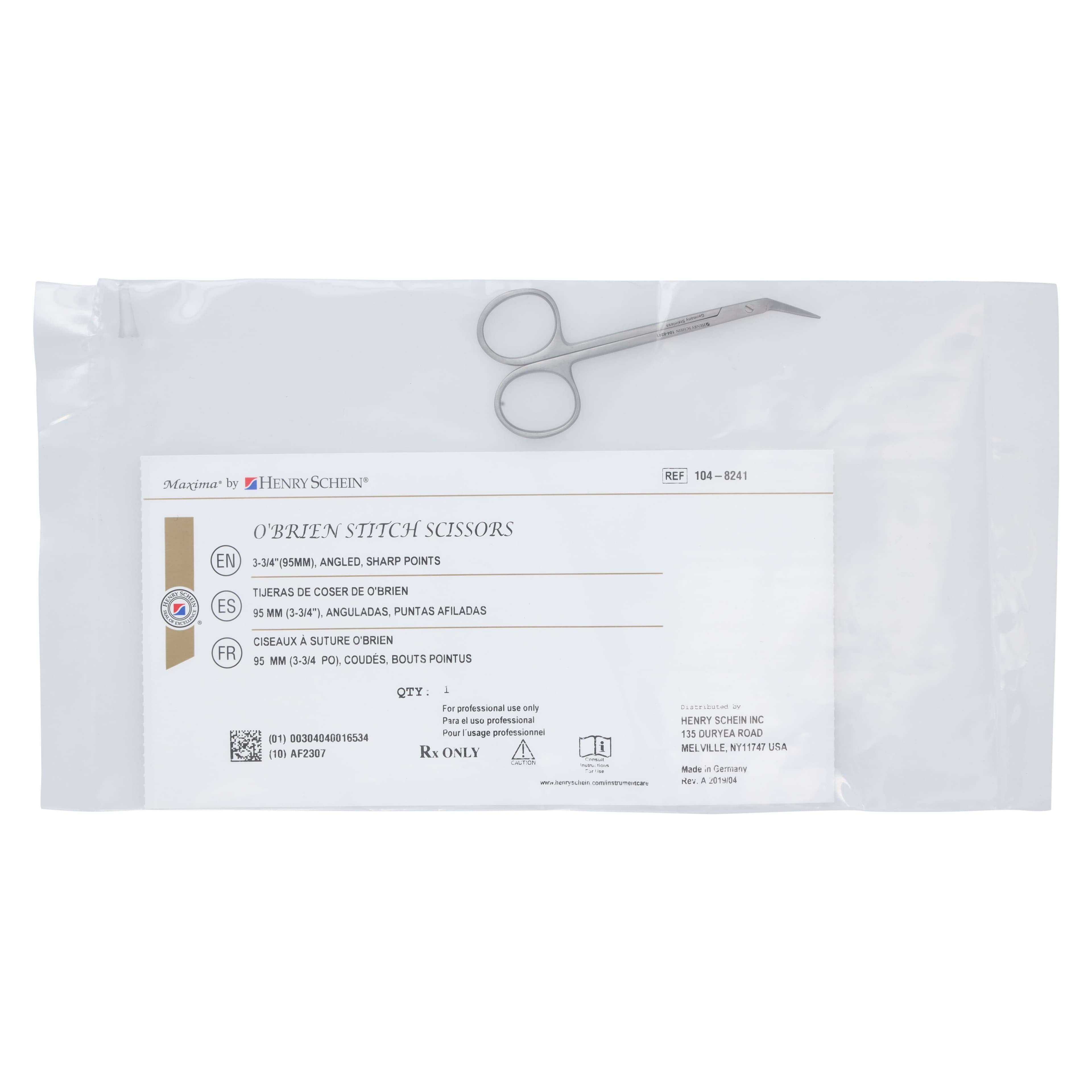 Henry Schein O'Brien Stitch Scissors, Angled, 3-1/2" (9 cm), German Stainless Steel, Each thumbnail 6