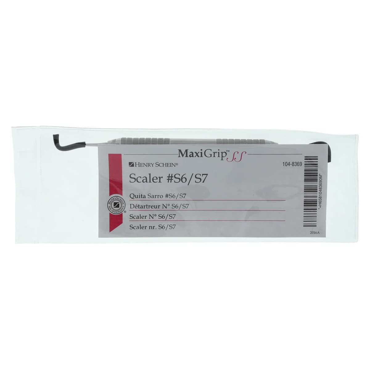 Henry Schein MaxiGrip Sickle Scaler Double End S6/S7, 9.5 mm, Stainless Steel, Each thumbnail 2