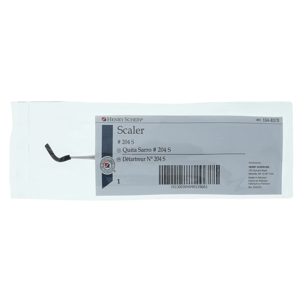 Henry Schein MaxiGrip Sickle Scaler Double End 204S, 9.5 mm, Stainless Steel, Each thumbnail 2