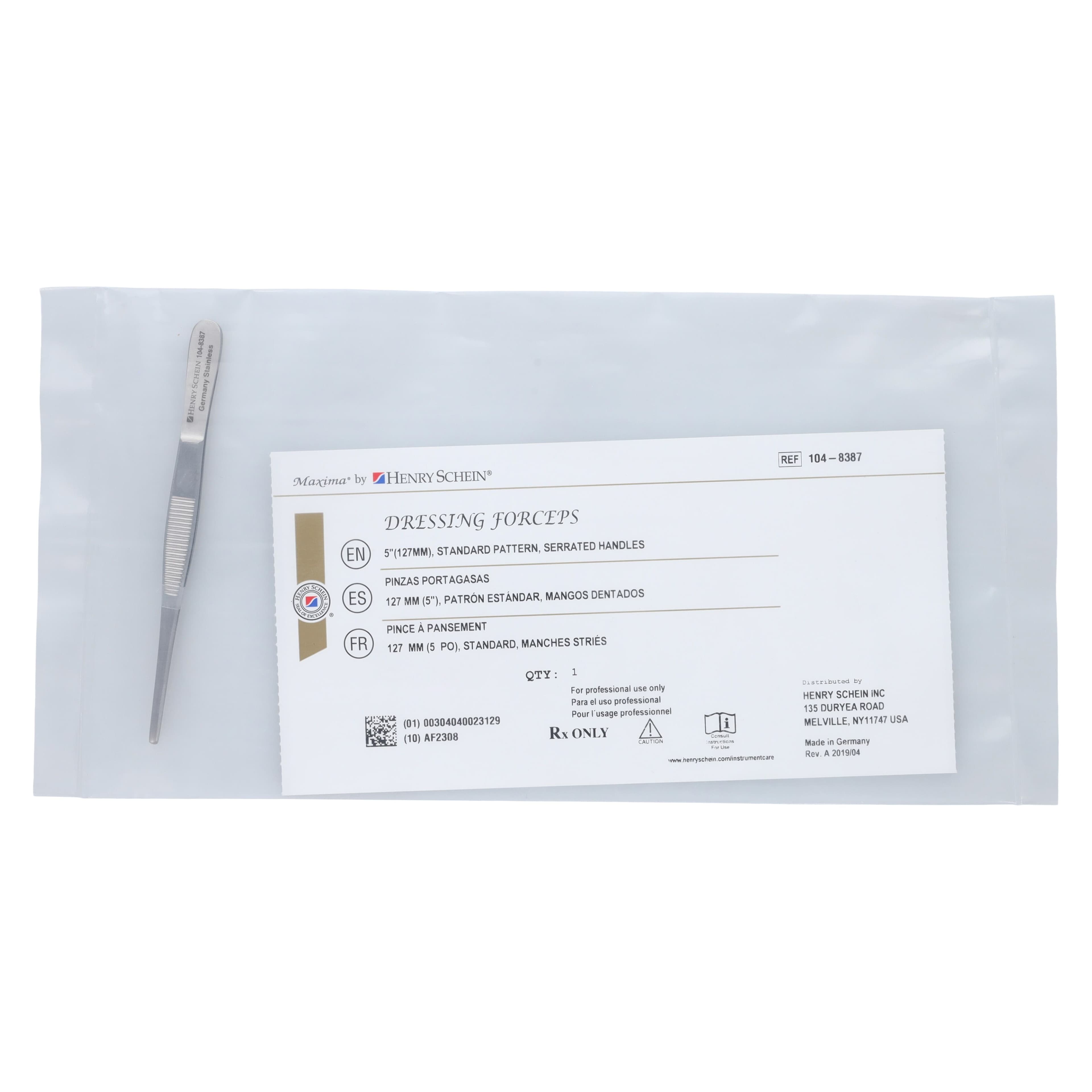Henry Schein Dressing Forceps, Serrated, 5" Stainless Steel, Autoclavable, Each thumbnail 6