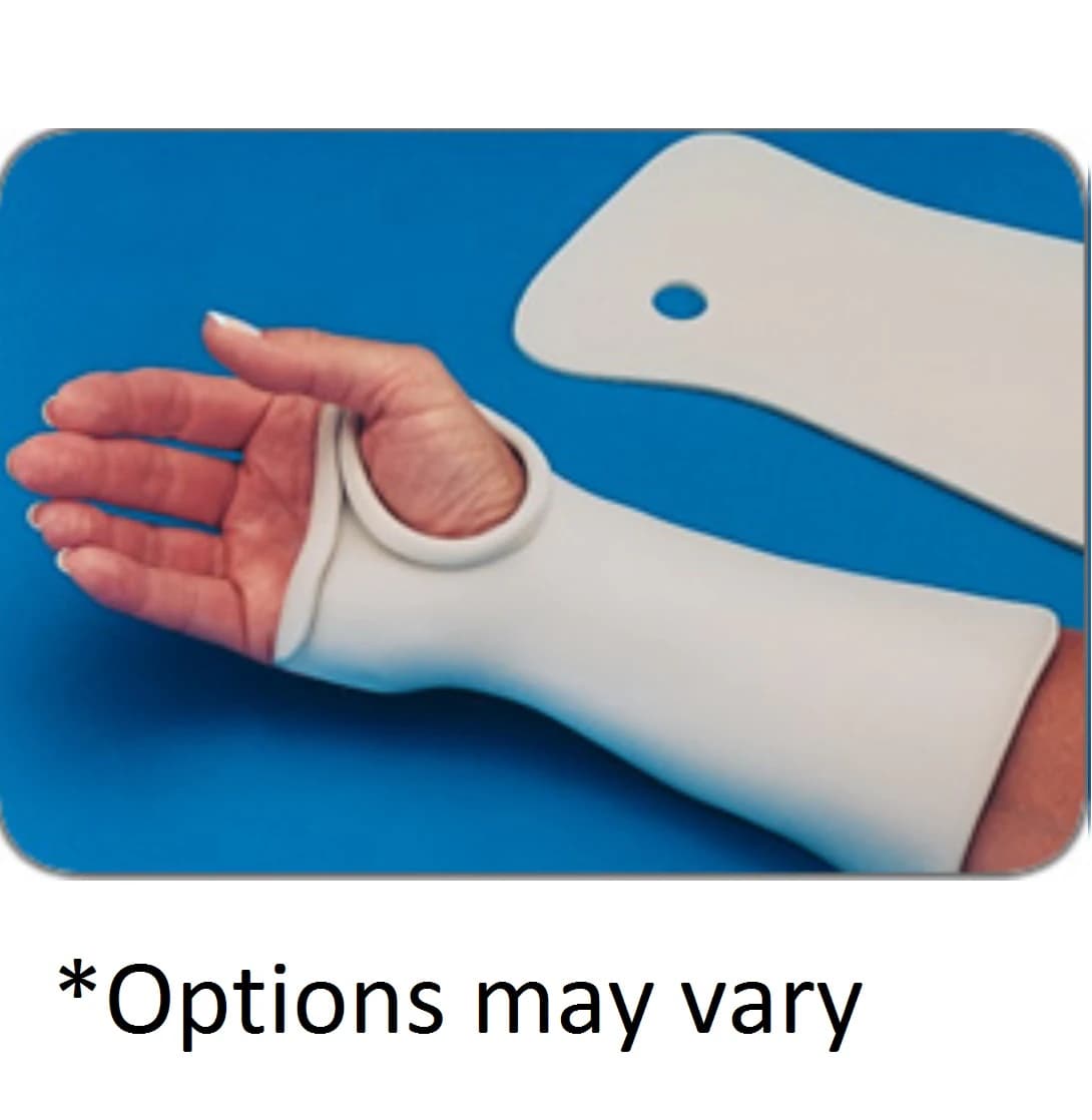 Chesapeake Medical Products Excel Splint Wrist Cock-Up with Thumb Hole, Thermoplastic, 1/8" Thick, Size Small - Splint Wrist Cock-Up ThumbHole - Image 1
