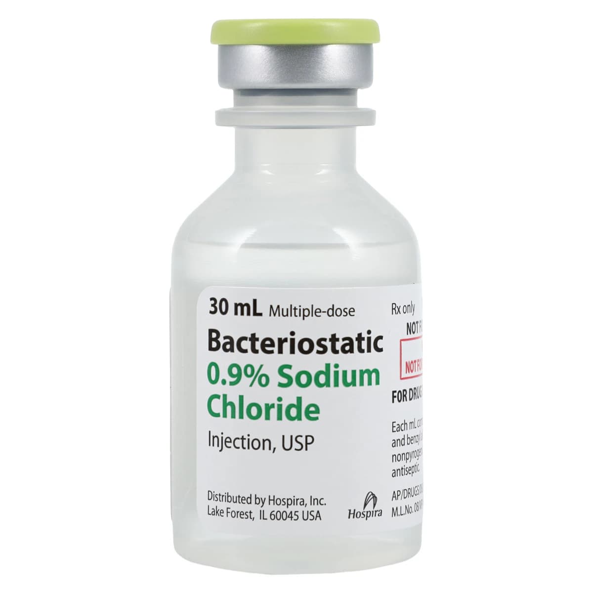 Bacteriostatic 0.9% Sodium Chloride Injection, 30 mL Multiple-Dose Vial, 25/Box, Pfizer thumbnail 2