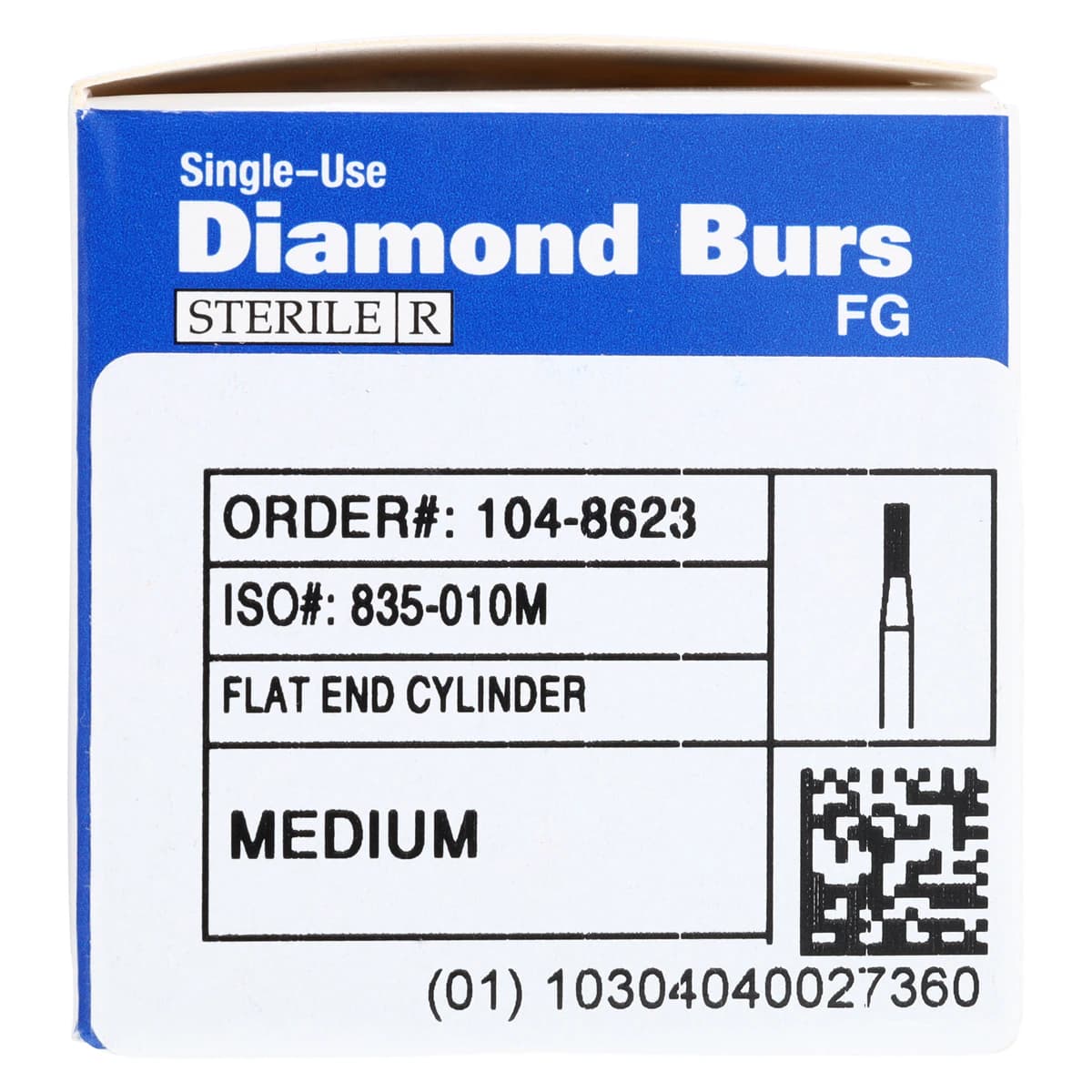 HSI Flat End Cylinder FG Diamond Burs, Single Use, Medium, 835-010M, 25/Box thumbnail 7