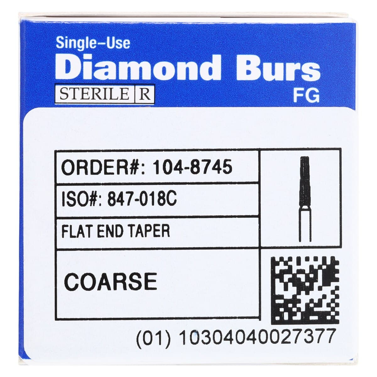 HSI Flat End Taper FG Diamond Burs, Single Use, Coarse, 25/Box, 847-018C thumbnail 5