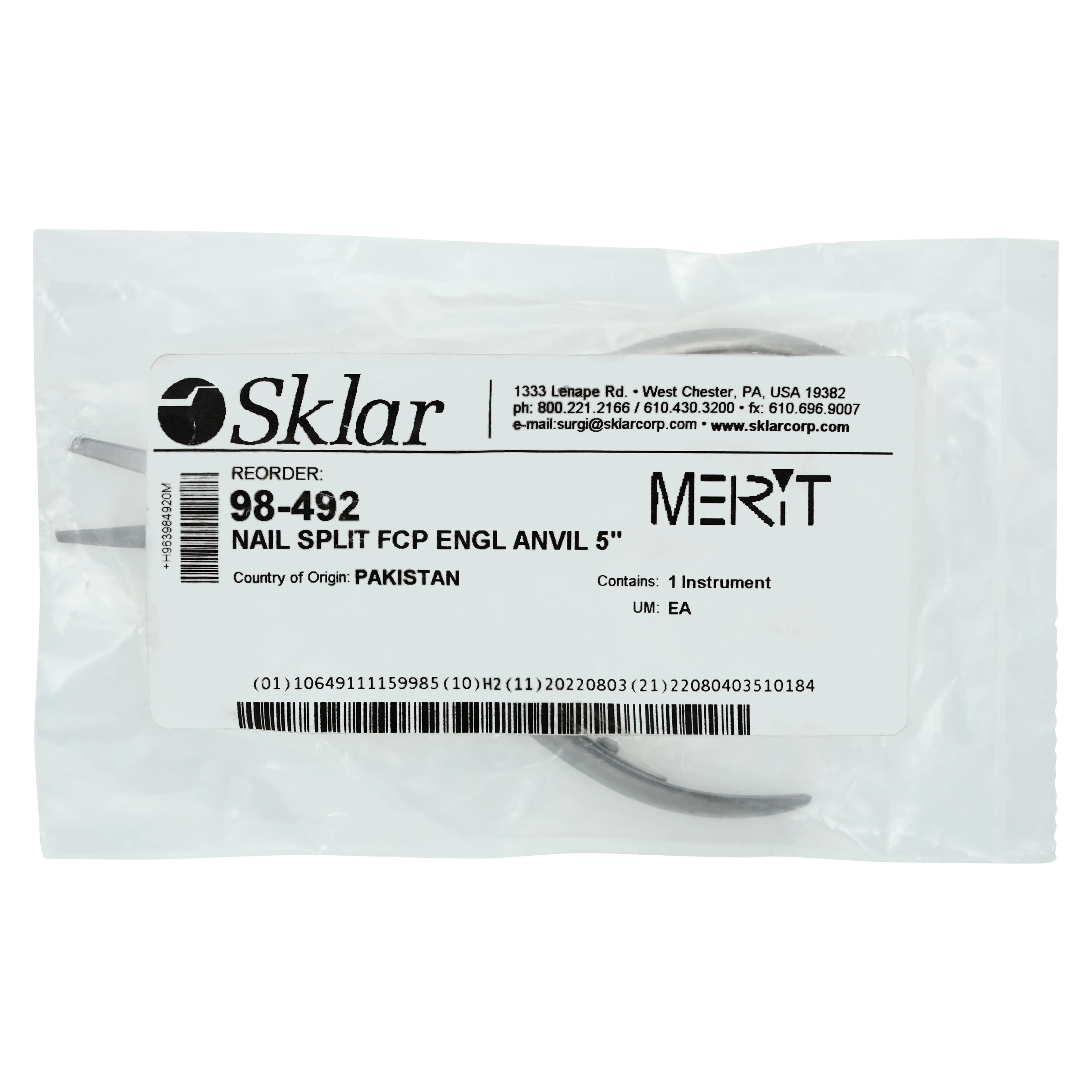 Sklar Instruments Merit Nail Splitting Forcep, Straight, 5", Stainless Steel, Each thumbnail 2