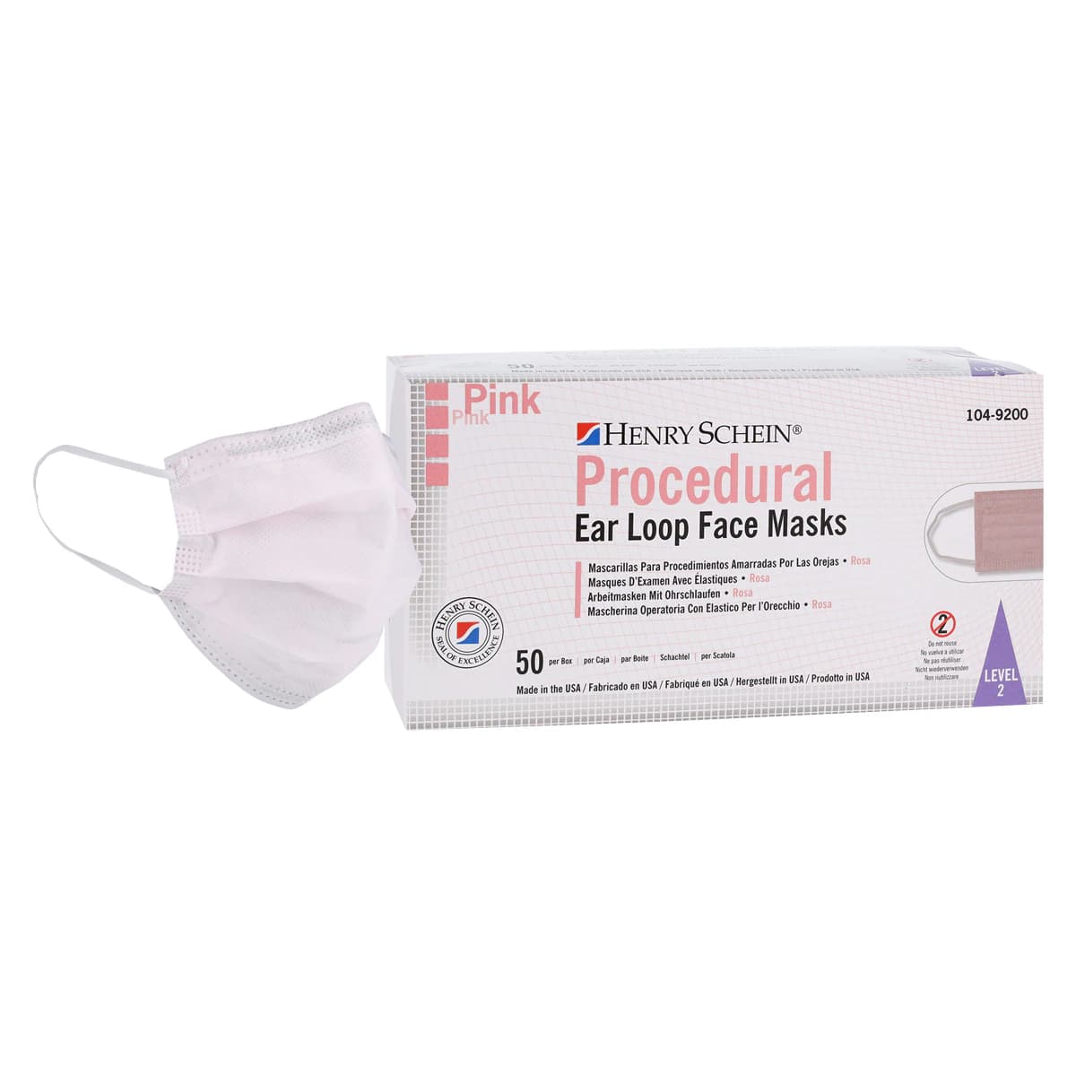 Criterion Earloop Mask L2, ASTM Level 2, Pink, Adult, 50/Box thumbnail 2