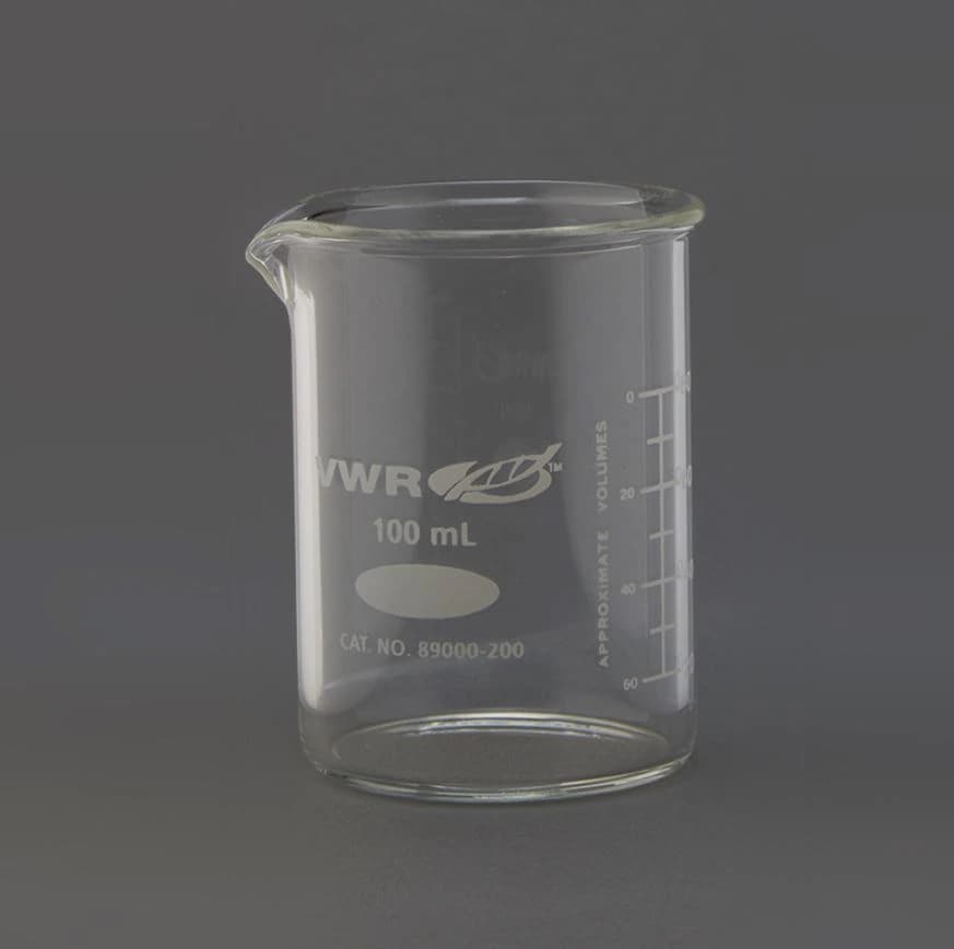 Graduated Glass Beaker, 100 mL, Clear, with Pour Spout, Each - Beaker Glass - Image 1