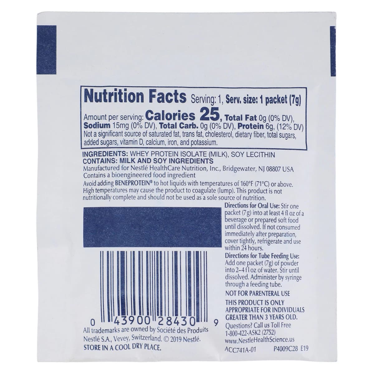 Resource Instant BeneProtein, Unflavored, 7g Packet, 75/Case thumbnail 2