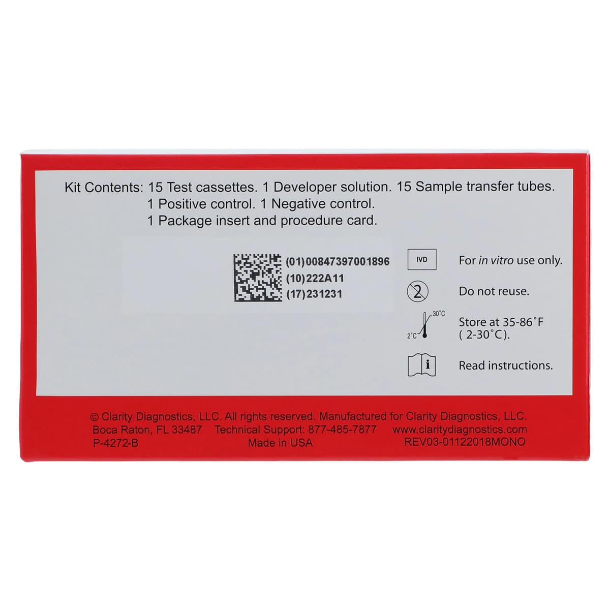 Clarity Mononucleosis Rapid Test Kit, CLIA Waived, Whole Blood, 15 Tests/Box thumbnail 9