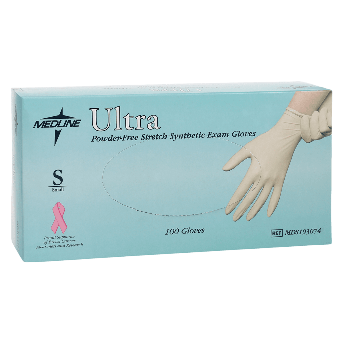Medline Ultra PF Vinyl Examination Gloves, Powder Free, Non-Sterile, Small, White thumbnail 2