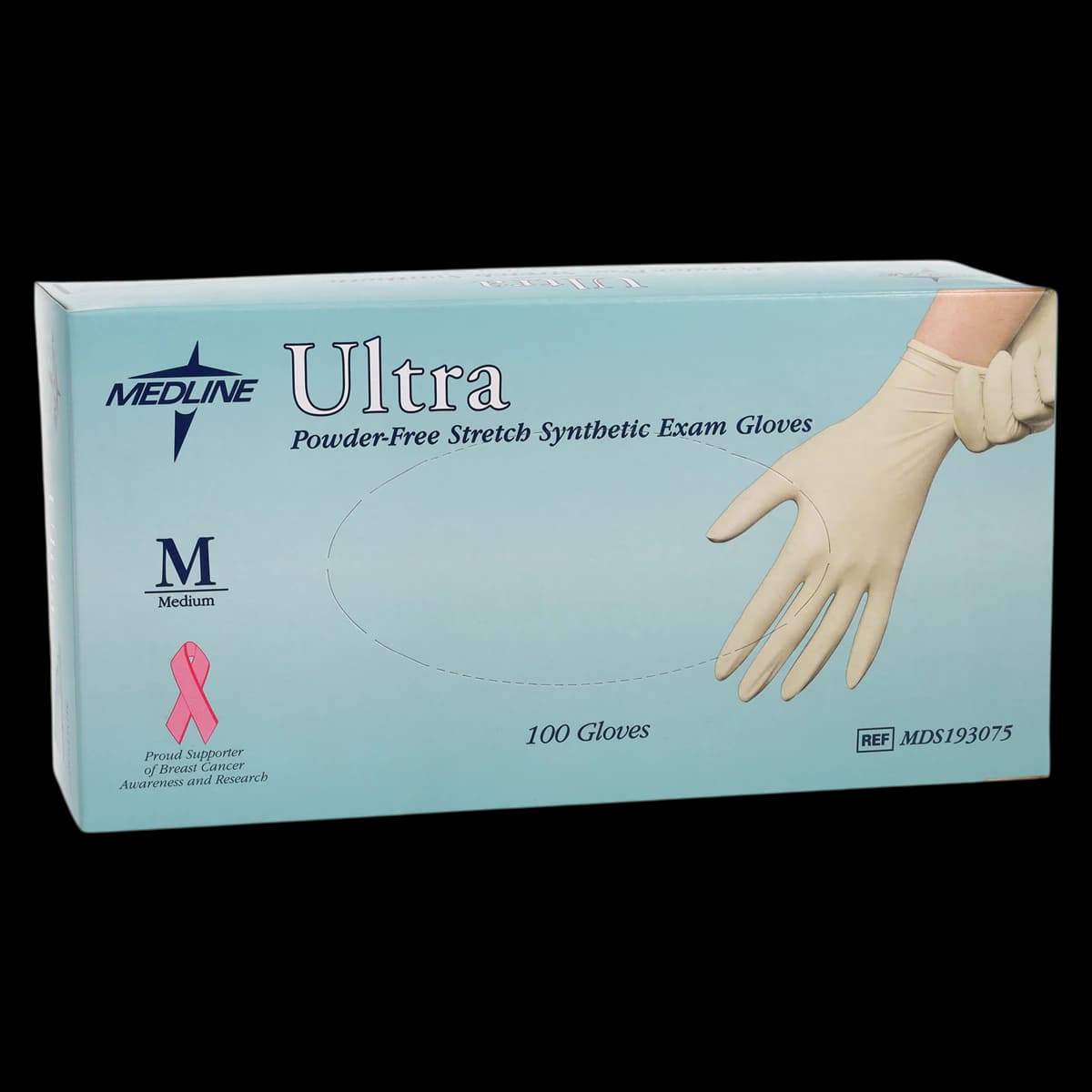 Medline Ultra PF Vinyl Examination Gloves, Powder Free, Non-Sterile, Medium, White - Ultra PF Vinyl LF Glove Exm - Image 1