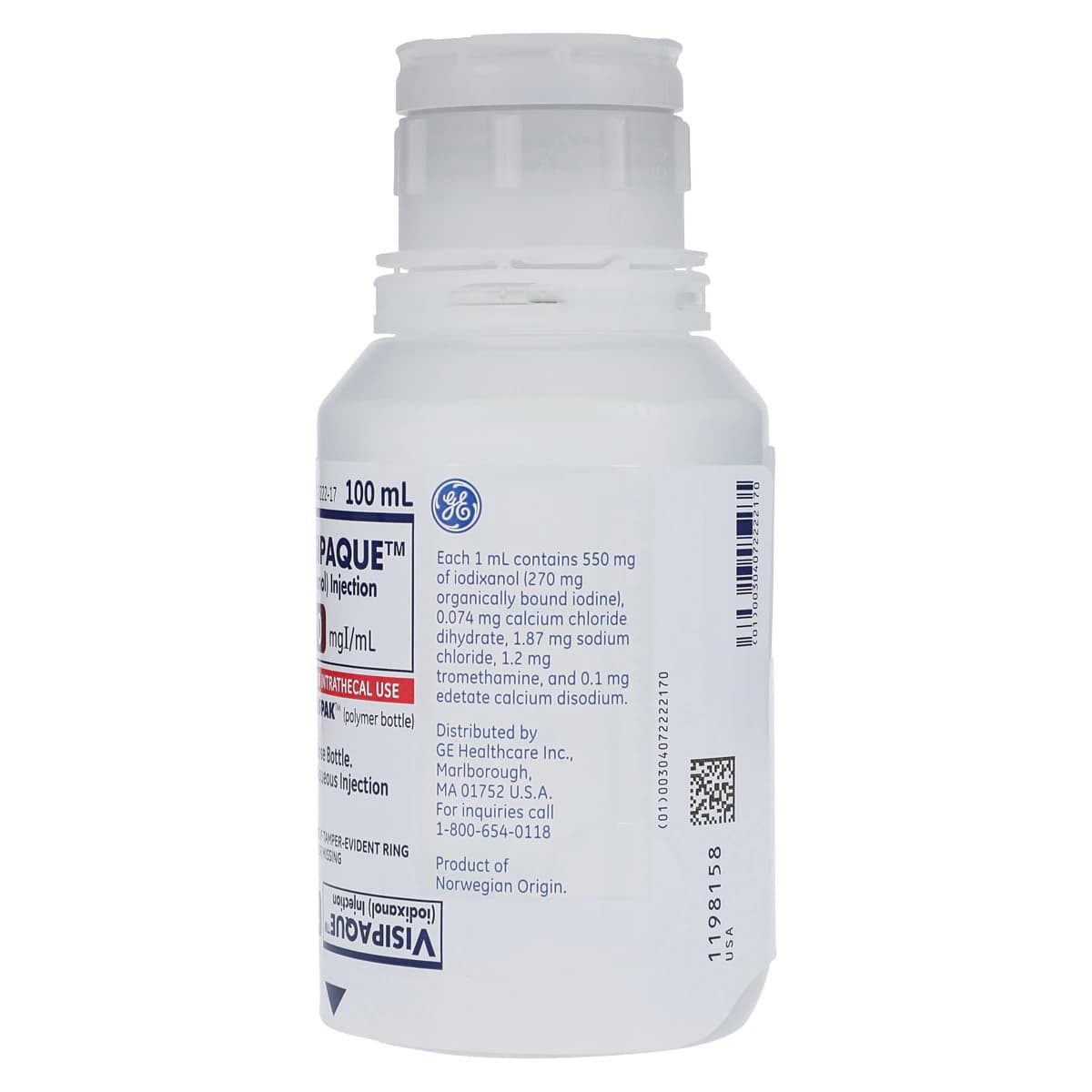Visipaque (Iodixanol) Injection 270 mg/mL, 100 mL Bottle, 10/Package, Plus Pak thumbnail 2