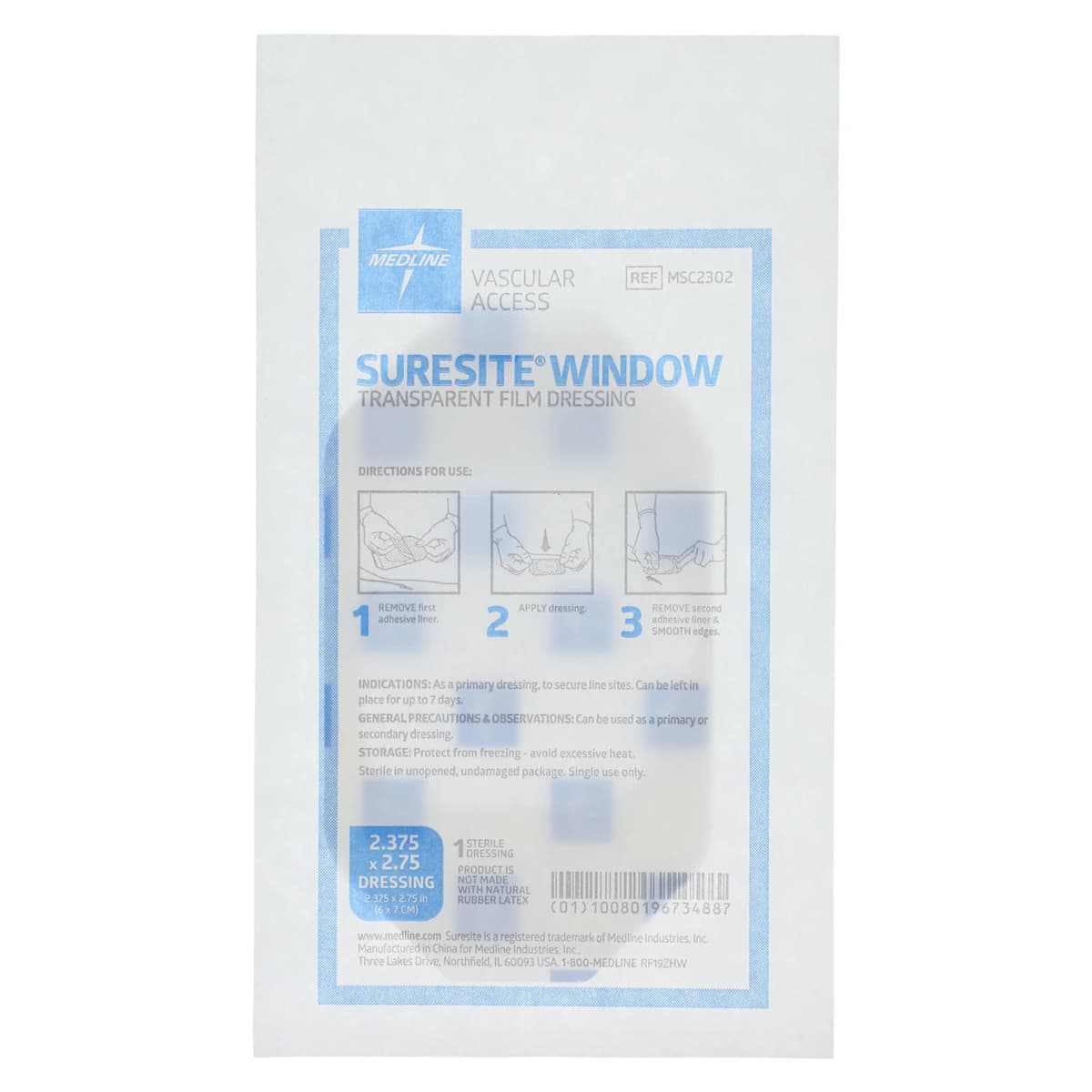 Medline Suresite Transparent Window Dressing, 2.375" x 2.75", Sterile, 100/Box thumbnail 3