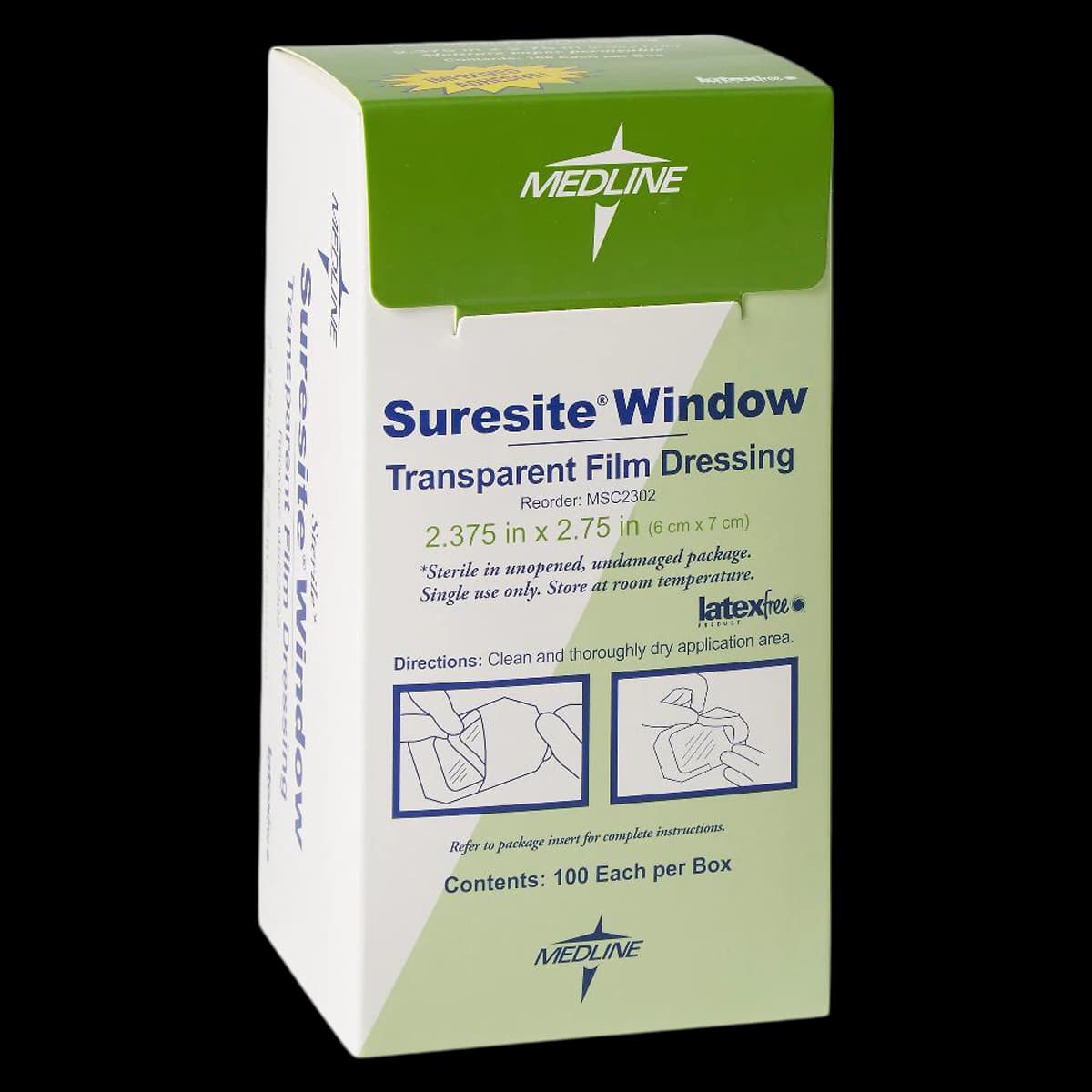 Medline Suresite Transparent Window Dressing, 2.375" x 2.75", Sterile, 100/Box thumbnail 2