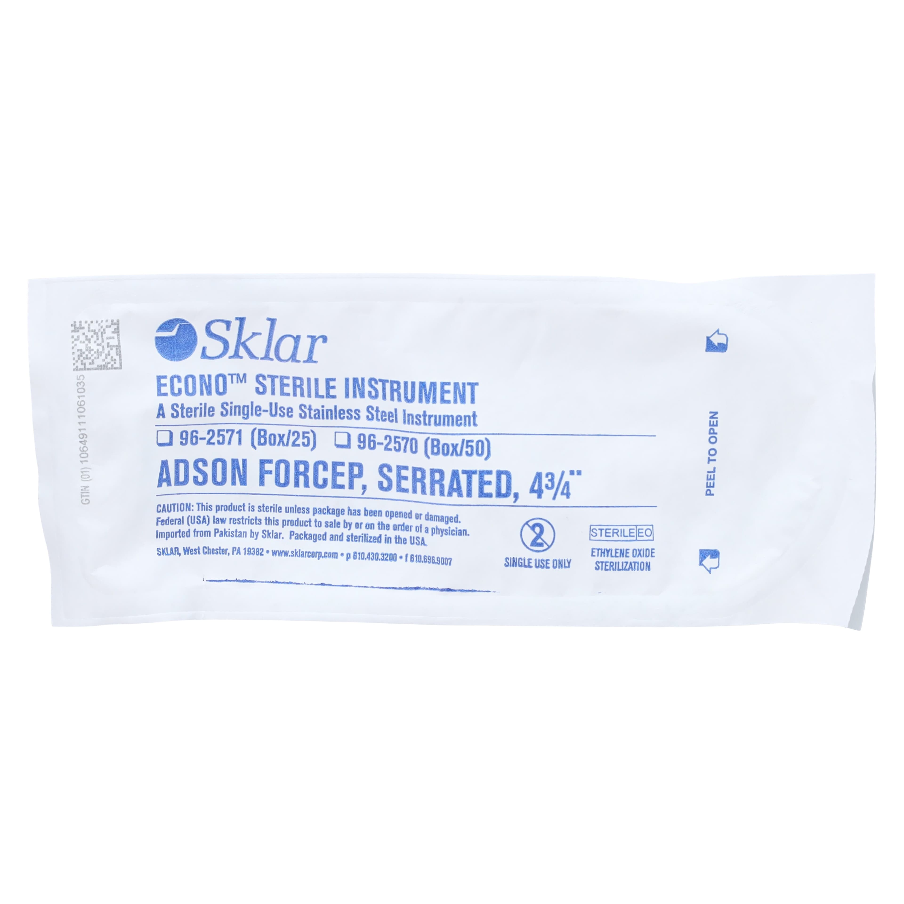 Sklar Econo Adson Tissue Forceps, Straight, 4-3/4", Stainless Steel, Sterile, 25/Case thumbnail 3