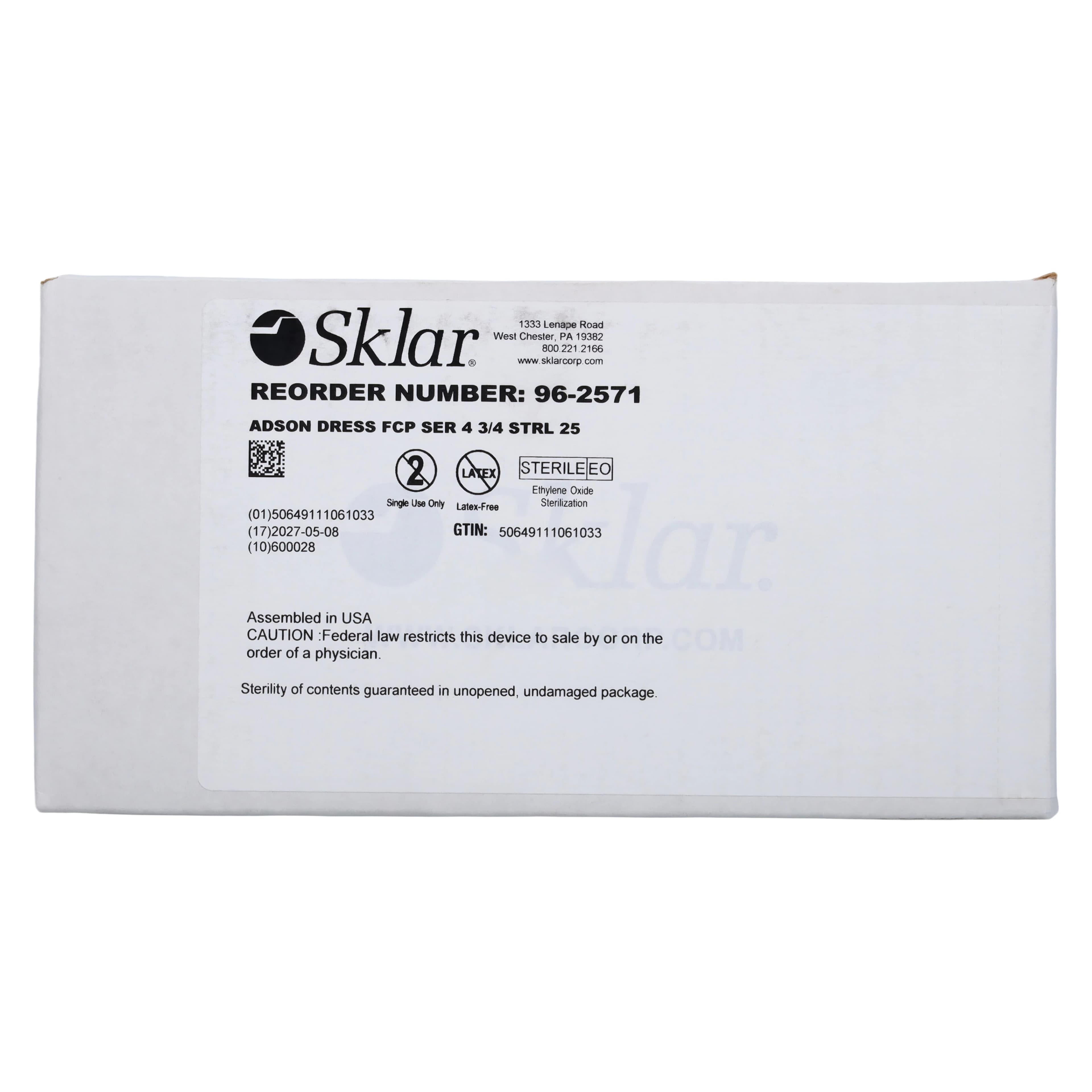 Sklar Econo Adson Tissue Forceps, Straight, 4-3/4", Stainless Steel, Sterile, 25/Case thumbnail 4