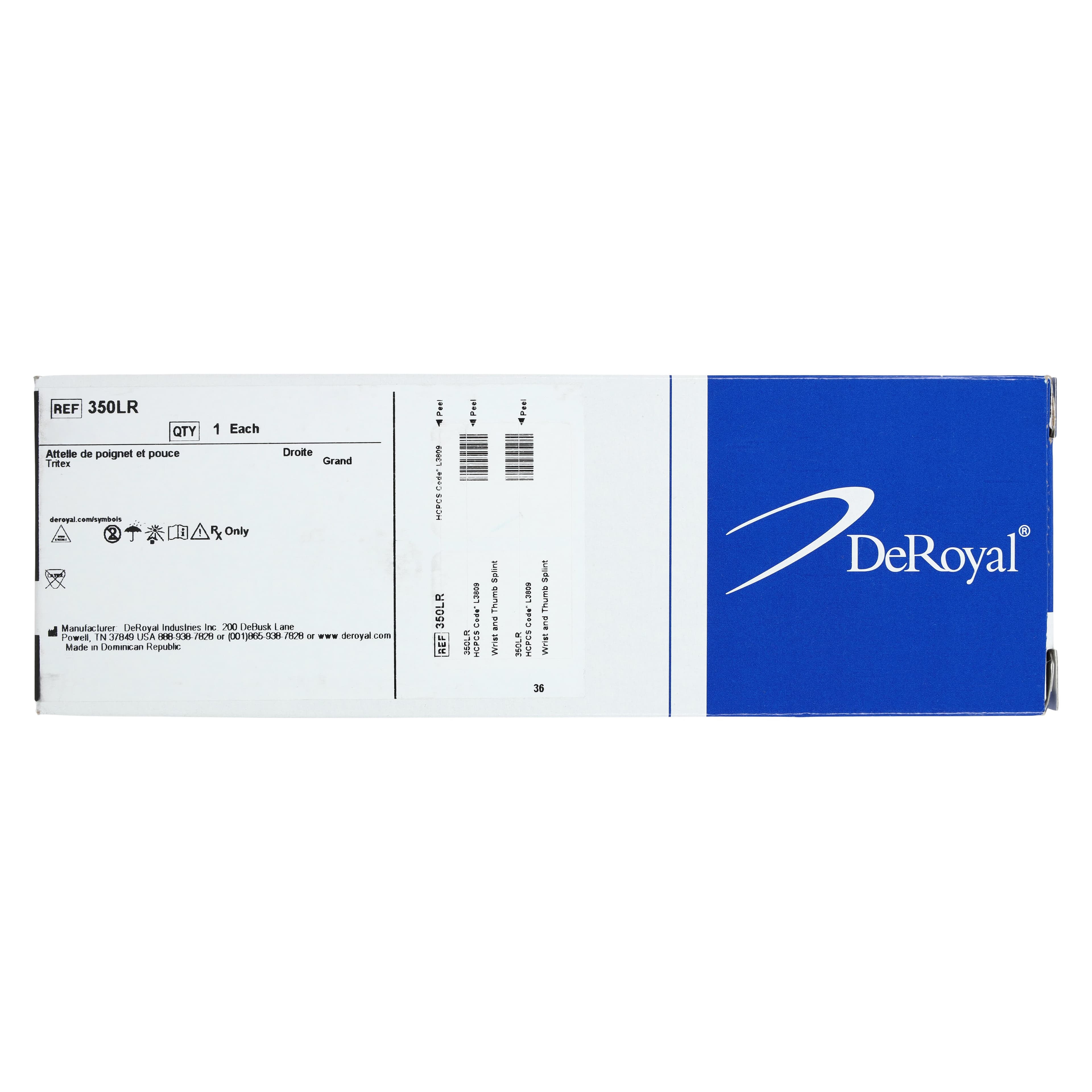 DeRoyal Premium Support Splint Wrist/Thumb, Tri-Tex, Right, Large, 8" thumbnail 8