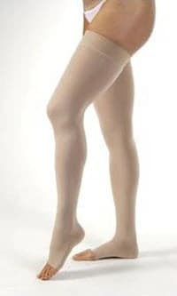 BSN Medical Jobst Opaque Compression Stocking, Thigh High, Open Toe, Medium, Natural - Stocking Compression ThighHi - Image 1