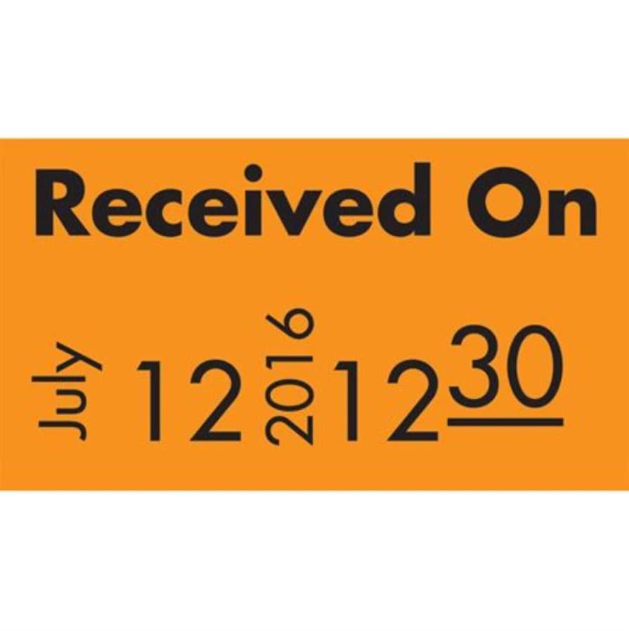 Marketlab Fluorescent Orange Received-On Labels, 0.78" x 4.375", 20,000/Box - Fluor Orng Recv on Labels - Image 1