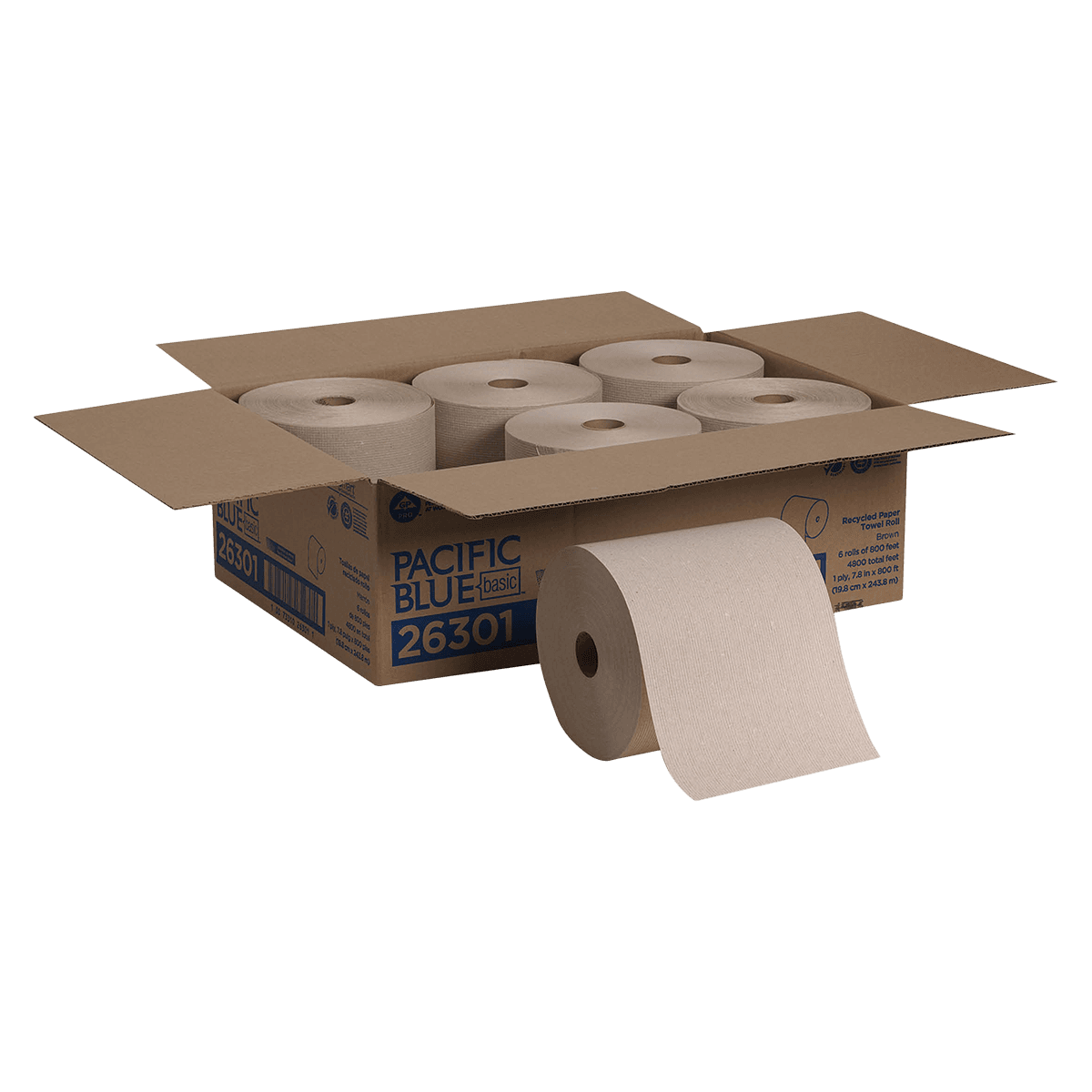 Georgia Pacific Pacific Blue Basic Hardwound Roll Towels, Brown, 1-Ply, 7.85" x 800 ft, 6 Rolls/Case, 26301 thumbnail 2