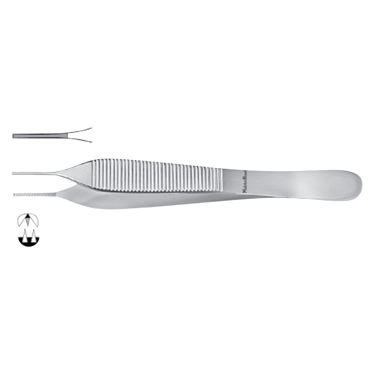 Meister-Hand Adson Tissue Forceps, Straight, 1x2 Cross Serrated Tips, 4-3/4" (12.1 cm), Stainless Steel, Autoclavable, Each, MH6-121 (89132-560) thumbnail 2