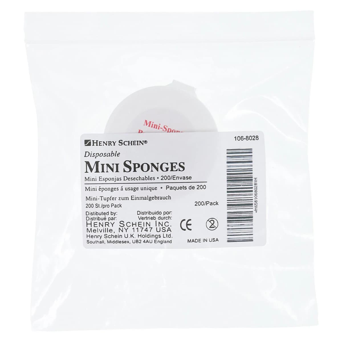 Henry Schein Disposable Mini Sponges, Polyethylene, 200/Box - Disposable Mini Sponges - Image 1