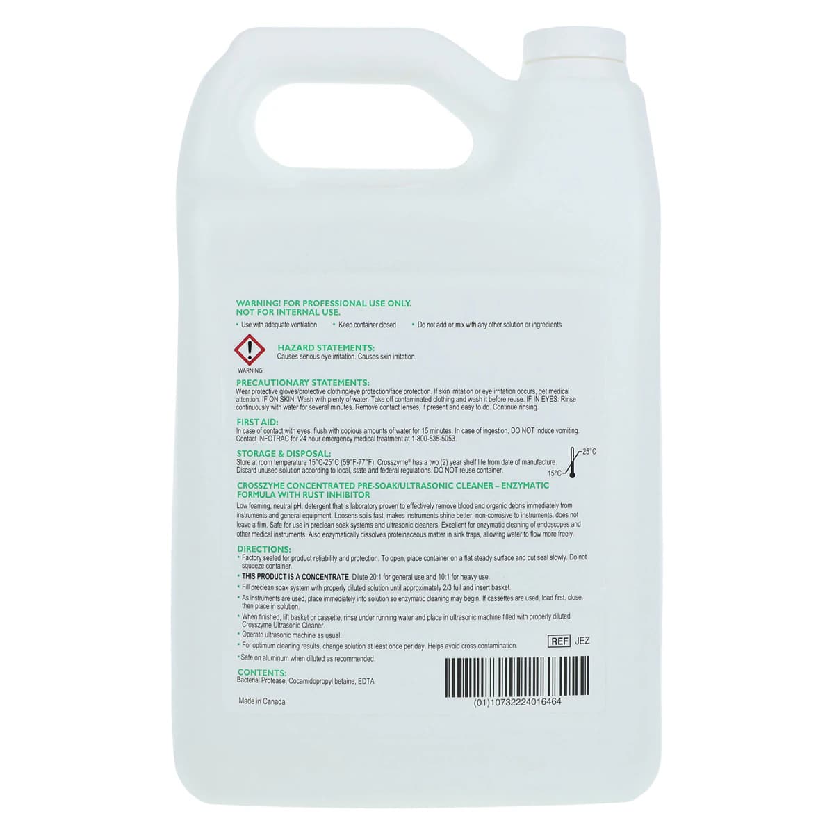 CrossZyme Concentrated Enzyme Ultrasonic Cleaner, 1 Gallon, Citrus Scent, JEZ thumbnail 2