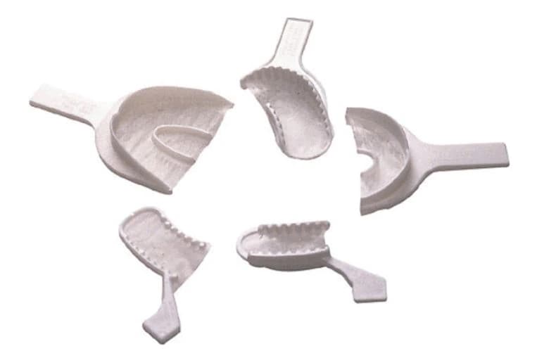 Plasdent Excellent Disposable Bite Trays, Anterior, Dual Arch, White, 40/Box, BTANT - E Bite Disposable Bite Trays - ANTERIOR 40/Bx. Dual arch. Thin loose webbing - Image 1