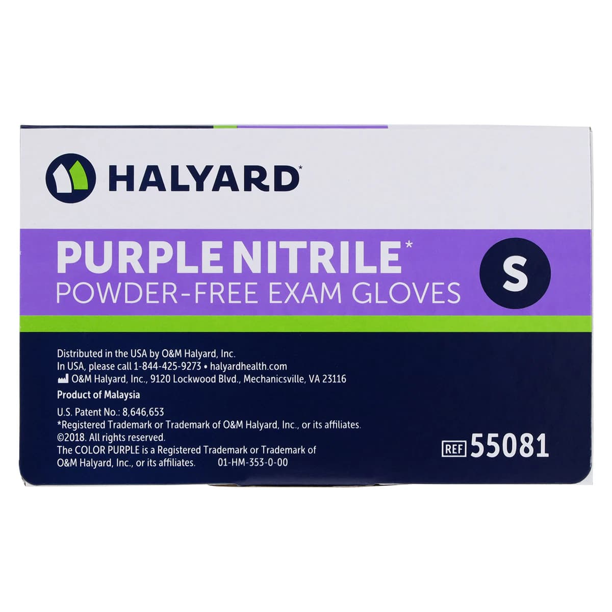 Halyard PURPLE NITRILE* Exam Gloves, Powder-Free, Non-Sterile, Small, Purple, 100/Box, 55081 thumbnail 6