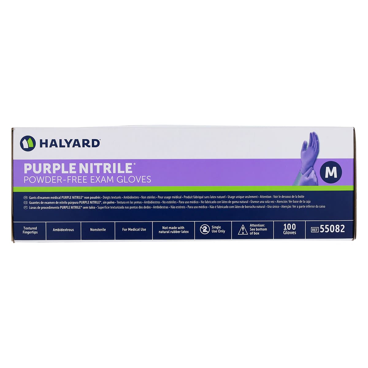 O & M Halyard Purple NITRILE Exam Gloves, Powder Free, Non-Sterile, Medium, Textured, 10/Case thumbnail 5