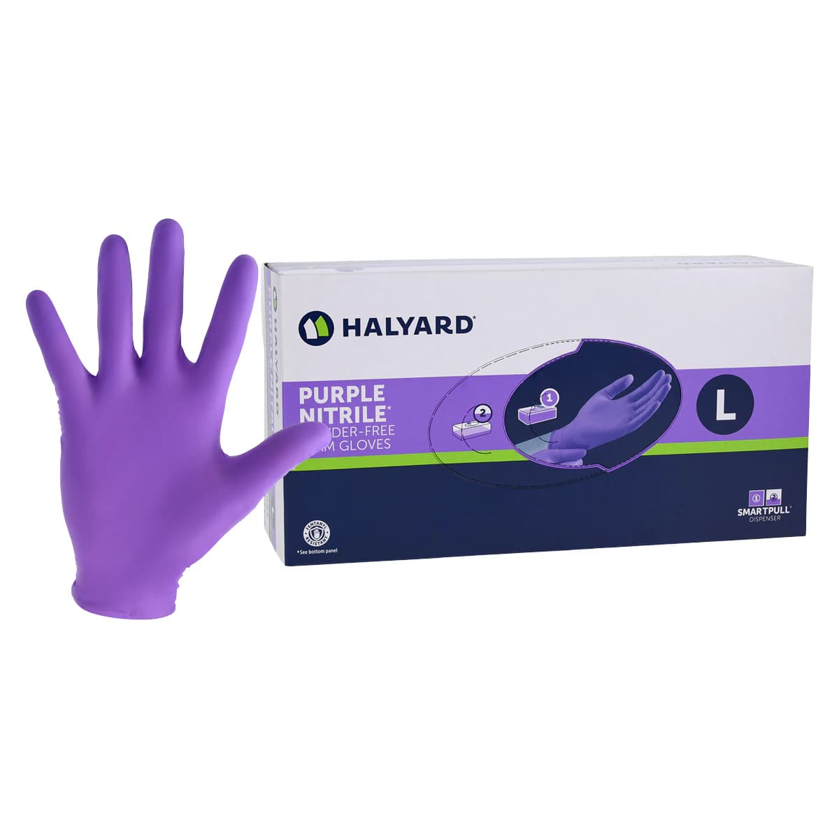 Halyard PURPLE NITRILE* Exam Gloves, Powder-Free, Non-Sterile, Large, Purple, 100/Box, 55083 thumbnail 2