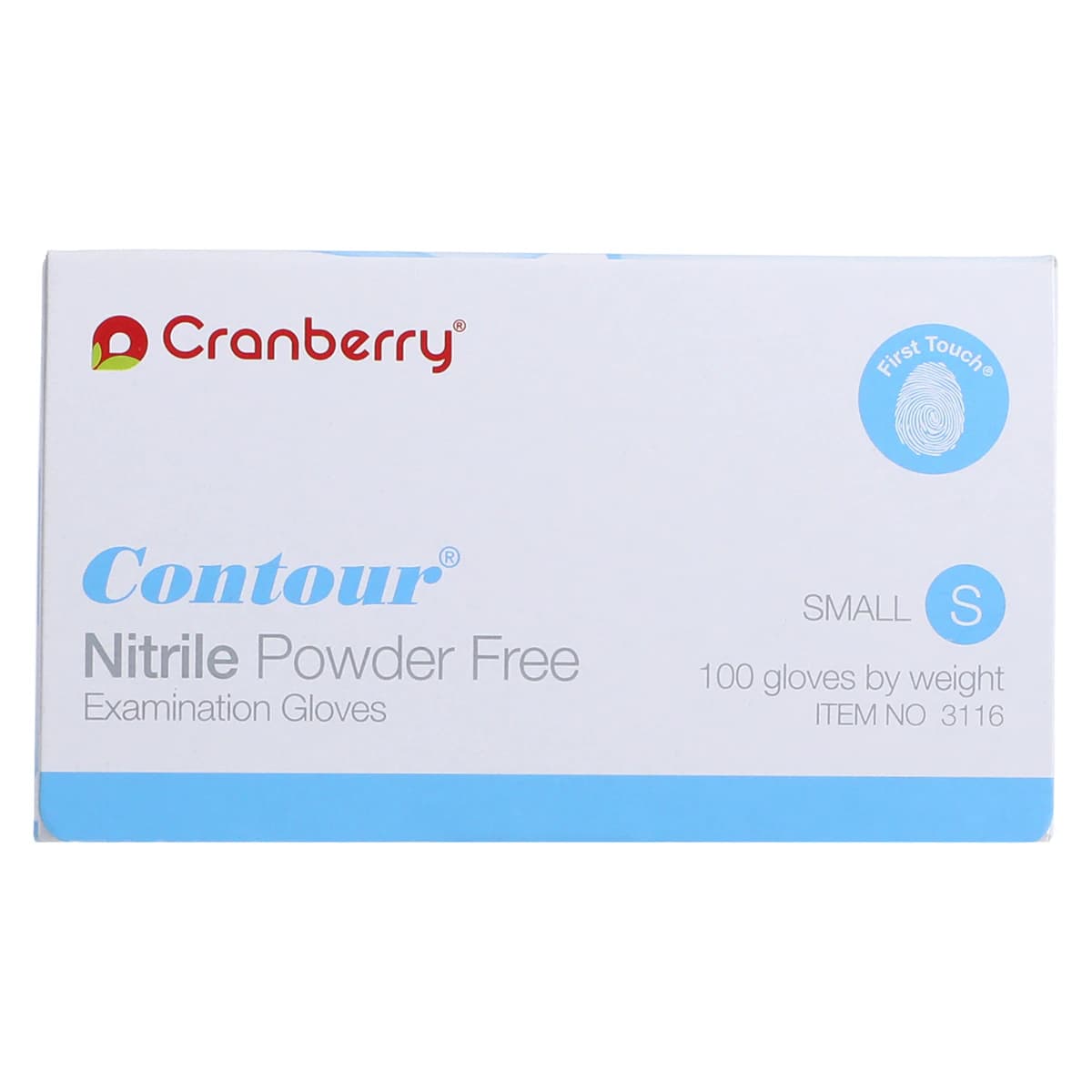 Cranberry Contour® Powder Free Nitrile Exam Gloves, Latex Free, Small, Blue, Fingertip Textured, 100/Box, CR3116 thumbnail 6