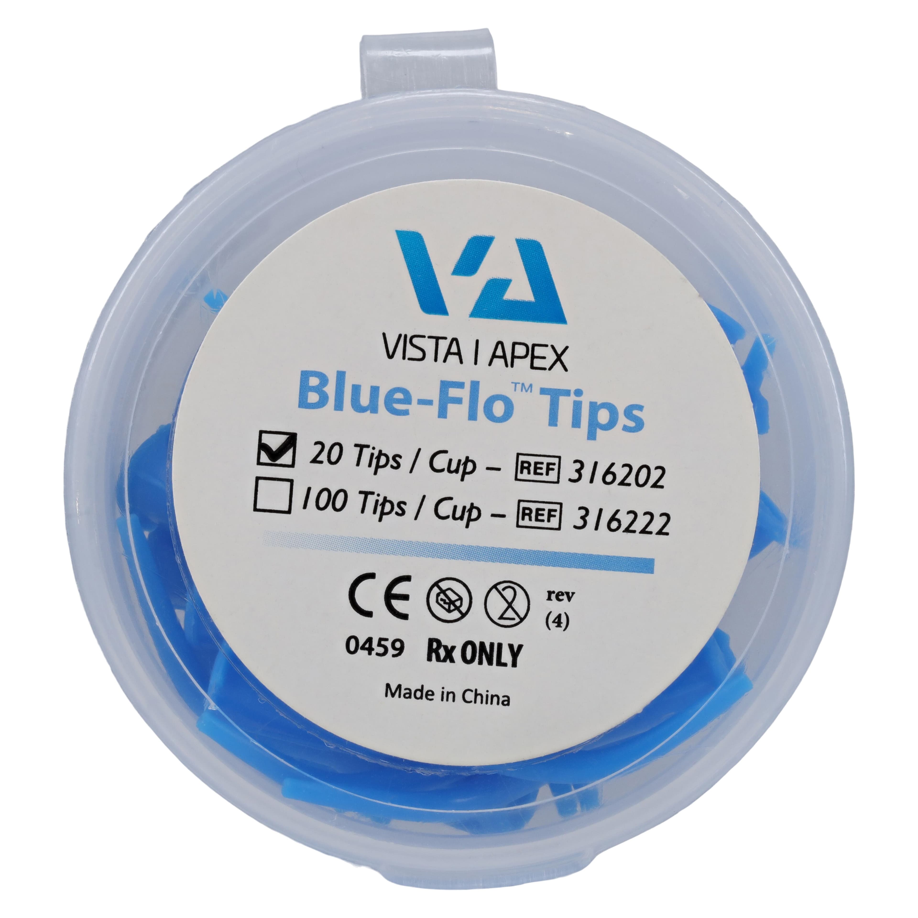 Vista Apex Blue-Flo Applicator Tips, 23 Gauge, Blunt End, Autoclavable, Universal Luer Lock, Blue, 20/Pkg, 316202 thumbnail 4
