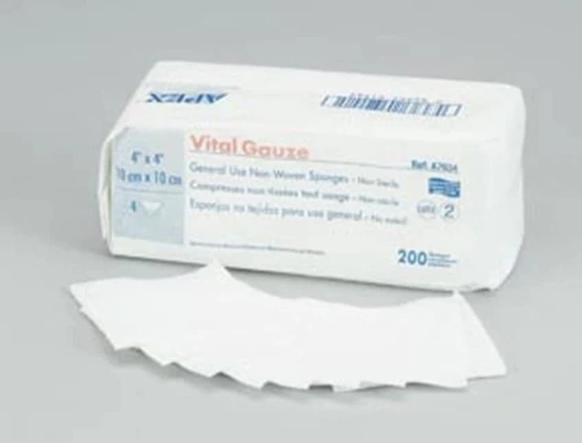 Medicom Vital Gauze Non-Woven Sponges, 4" x 4", 4-Ply, Non-Sterile, 2000/Box, A7634 - Vital gauze, Non woven, NS sponge, 3x3, 2000/pk - Image 1