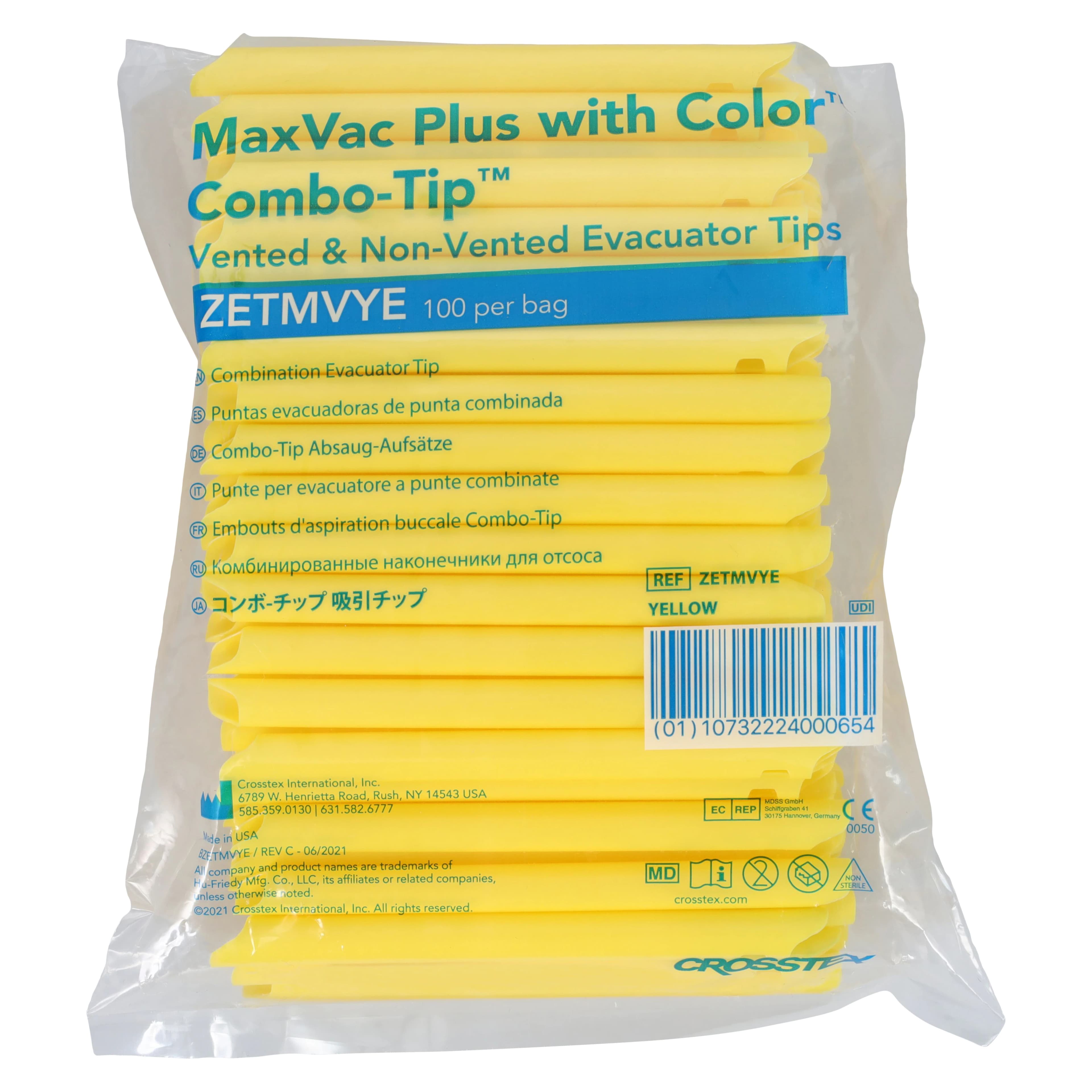 Crosstex MaxVac Plus Combo HVE Tips, Vented/Non-Vented, Assorted Colors, 1000/Pk, ZETMVP thumbnail 7