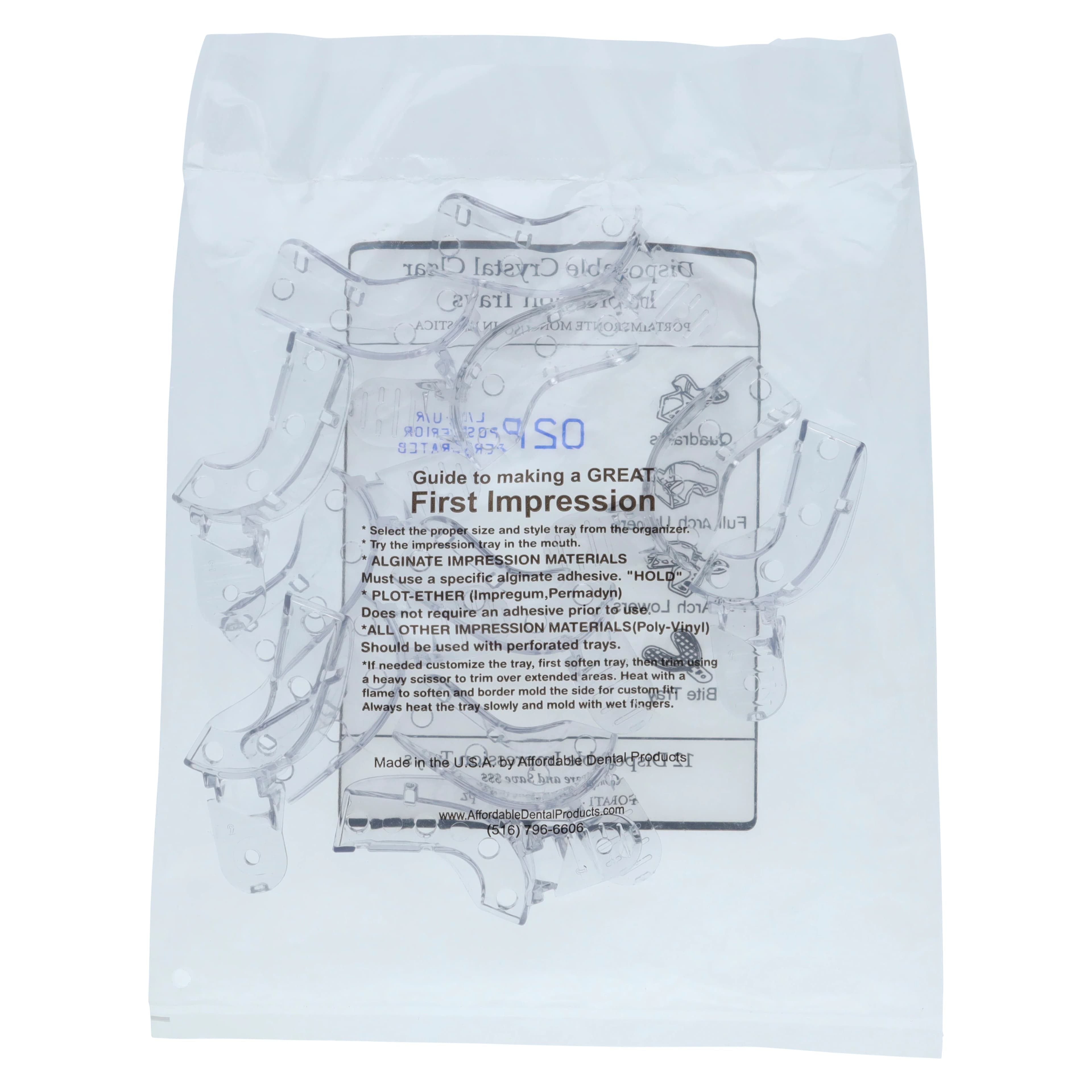 Crystal Disposable Impression Trays, Quadrant Upper Right/Lower Left, Perforated, 12/Pkg, 02P9 thumbnail 4
