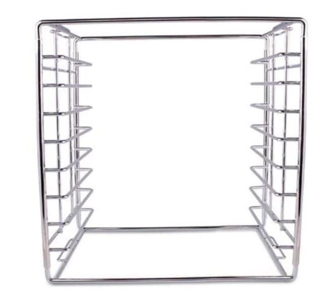 Plasdent Metal Tray Rack, Chrome, Size A, Stackable, 8-Tray Capacity, Long Side Loading, 15" W x 9¾" D x 14⅛" H, 300TRA - Metal Tray Racks - Chrome - Size A Stackable - Capacity: 8 - Image 1