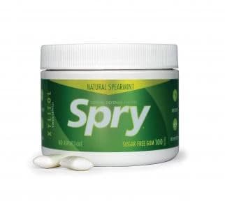Spry Xylitol Gum, Spearmint Breath Freshening, 100/Tub - Spry Xylitol Gum - Image 1