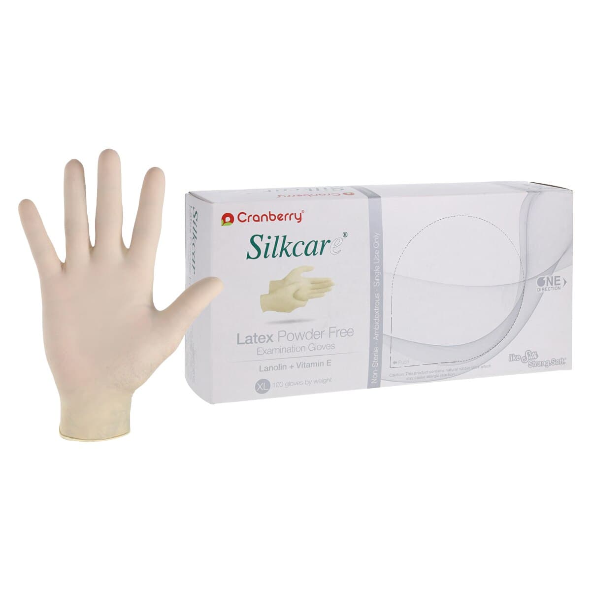 Cranberry Silkcare Powder Free Latex Exam Gloves with Lanolin and Vitamin E, Extra Large, 100/Box, CR7819 thumbnail 2