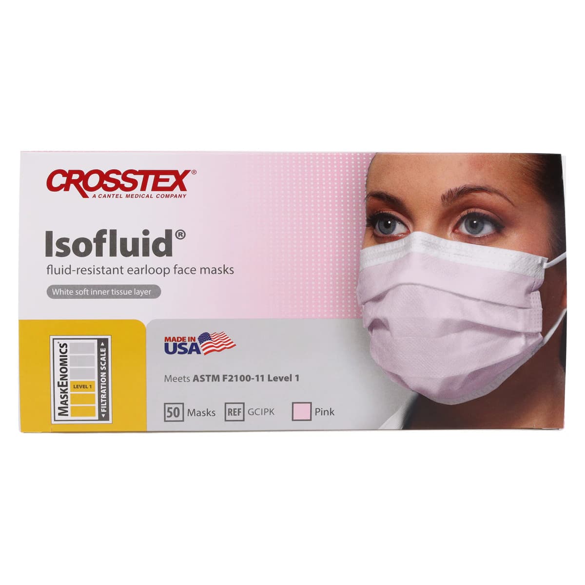 Isofluid™ Surgical Face Mask, ASTM Level 1, Earloop, Pink, 50/Box, GCIPK thumbnail 9