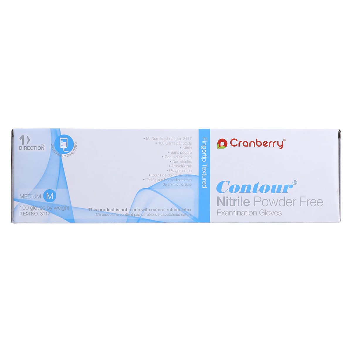 Cranberry Contour® Powder Free Nitrile Exam Gloves, Medium, Blue, 100/Box, CR3117 thumbnail 8