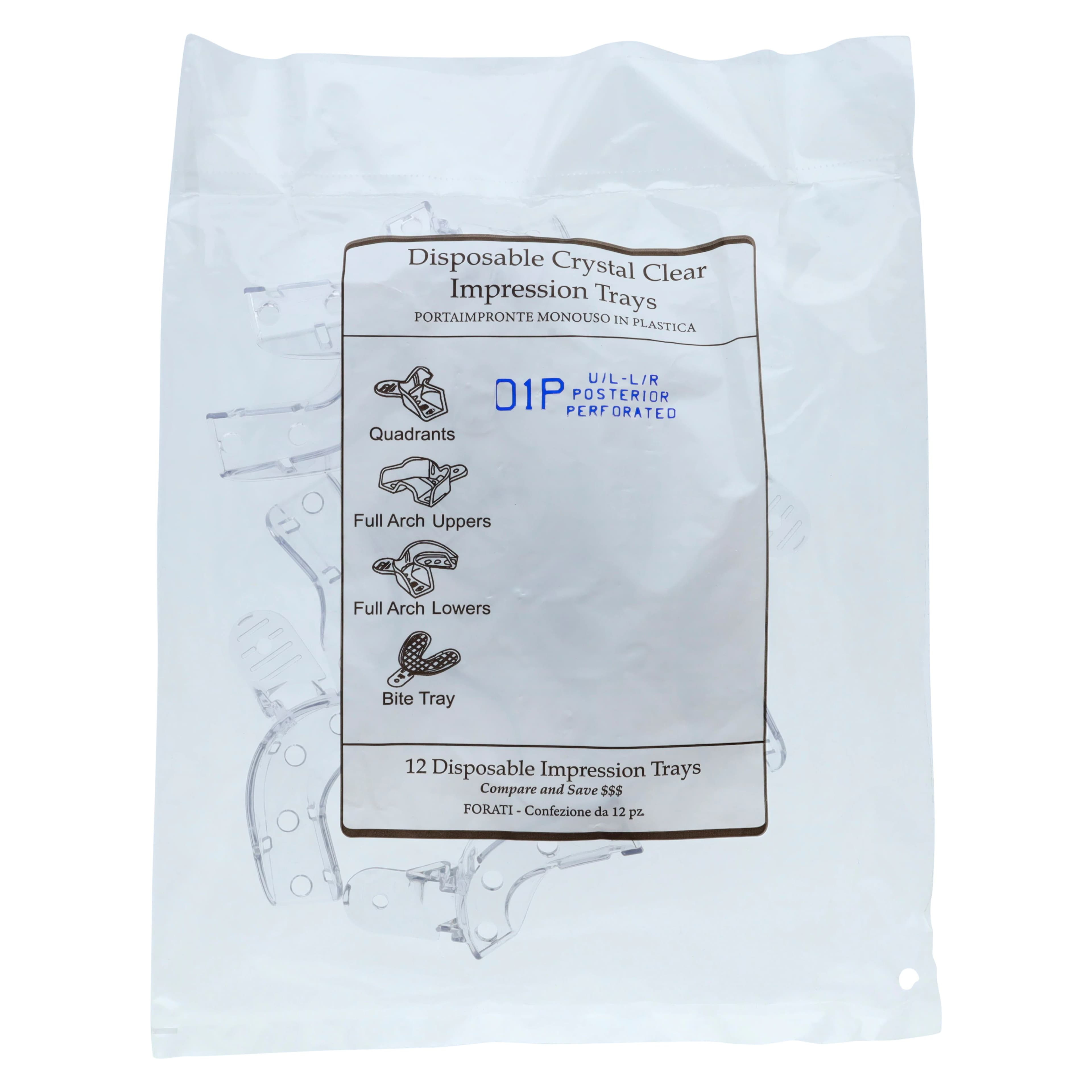 Crystal Disposable Impression Trays, Quadrant Upper Left/Lower Right, Perforated, 12/Pkg, 01P9 thumbnail 3