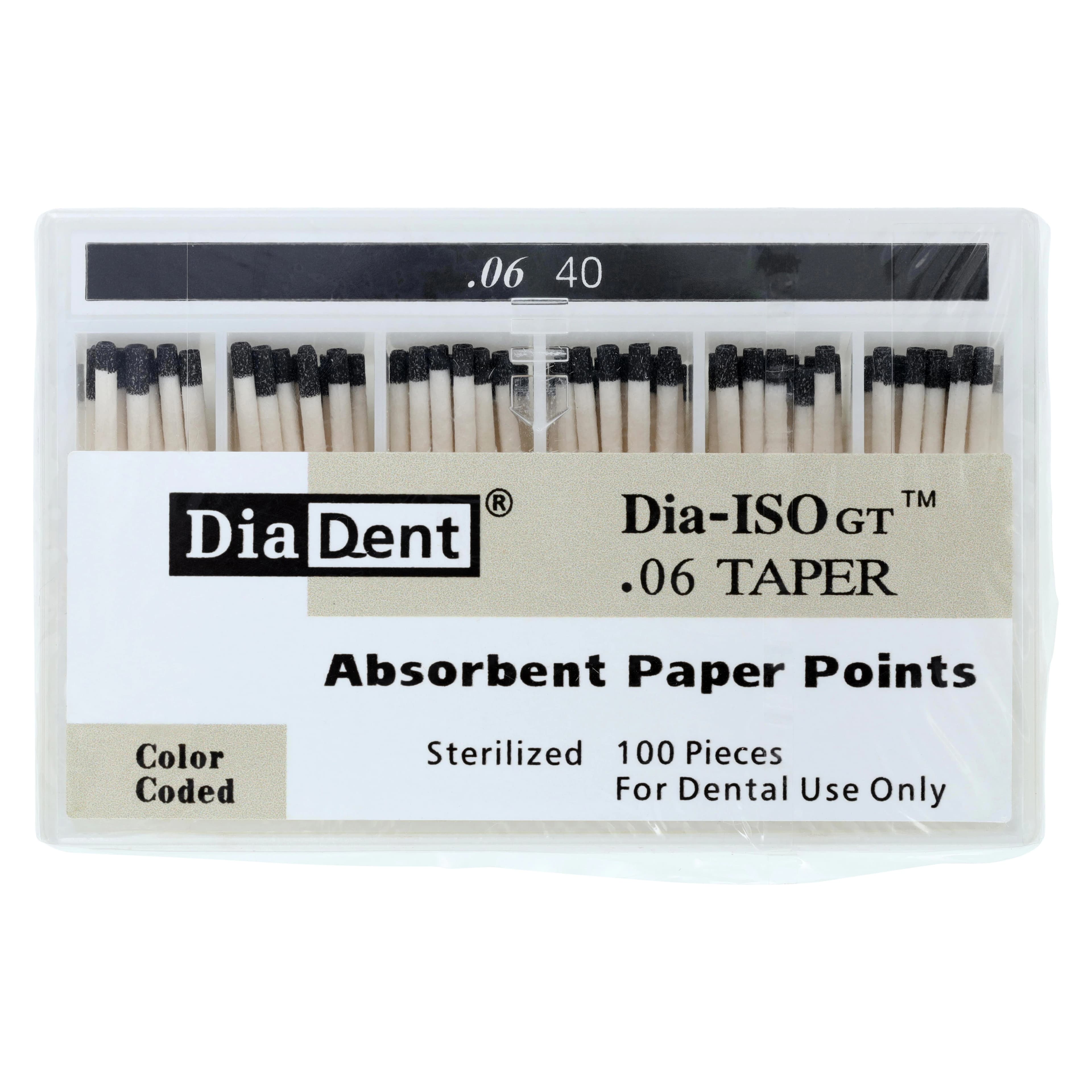 DiaDent Dia-ISOGT Absorbent Paper Points, Tapered .06, Size #40, Black, 100/Box - Dia-ISOGT Paper Points Tapered .06 #40 100/Slide Pk - Image 1