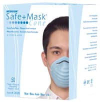 Medicom SafeMask Cone Face Mask with Aluminum Nose Guard, Blue, 50/Box, 12 Boxes/Case - Safe+Mask Cone Mask Blue - Image 1