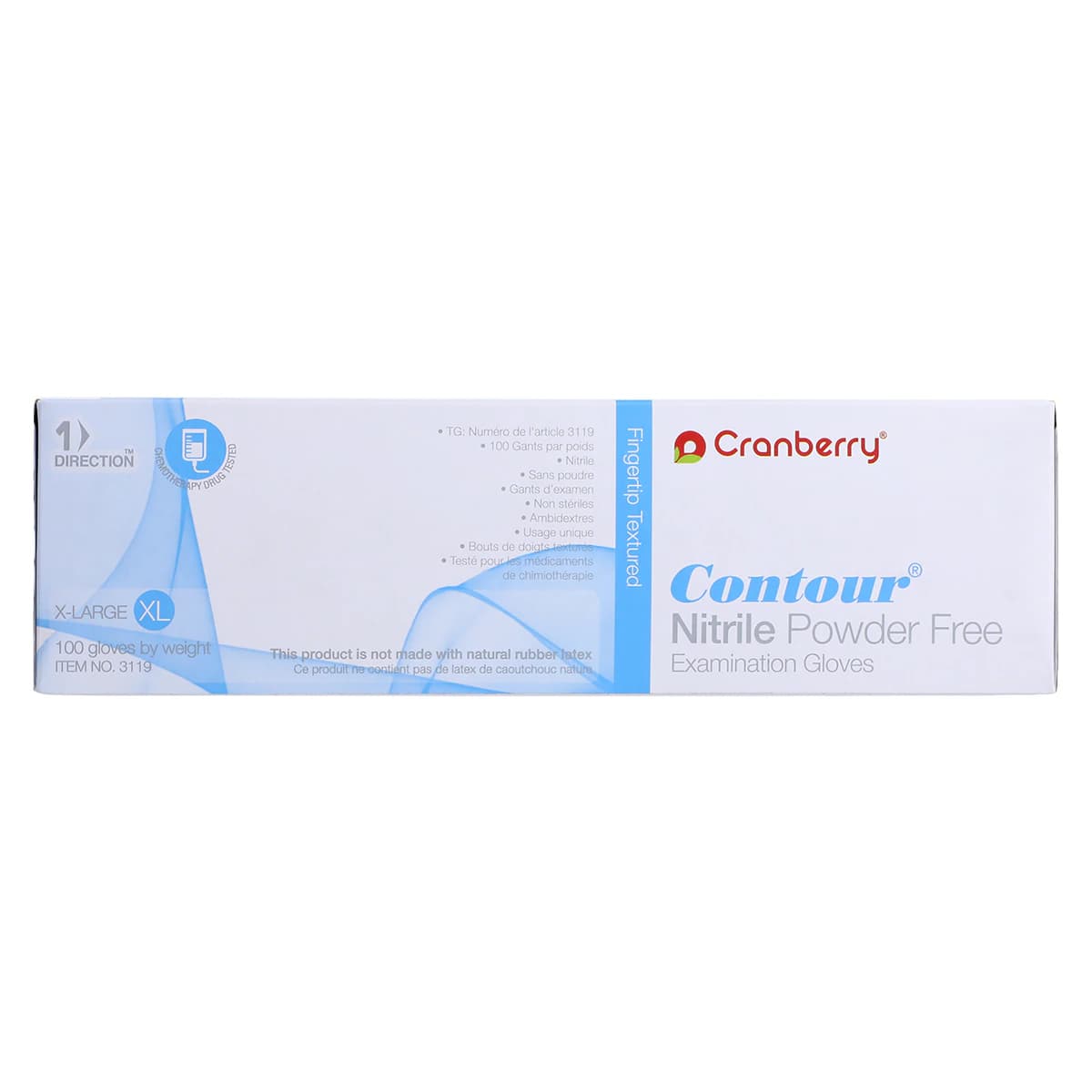 Cranberry Contour® Powder Free Nitrile Exam Gloves, Latex Free, Non-Sterile, Extra Large, Blue, 100/Box, CR3119 thumbnail 8