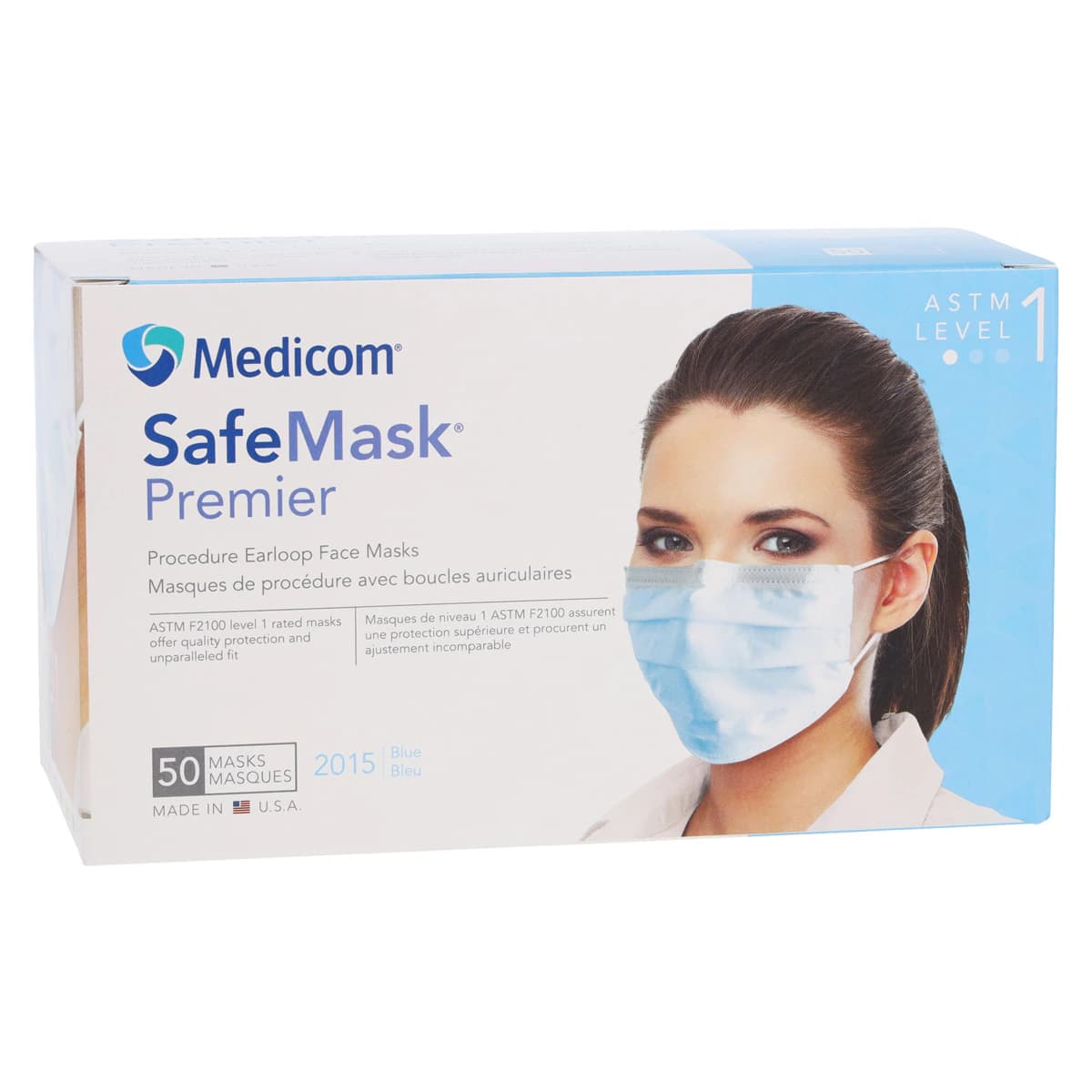 SafeMask Premier Procedure Face Mask, ASTM Level 1, Blue, Ear Loop, 50/Box, 2015 thumbnail 4