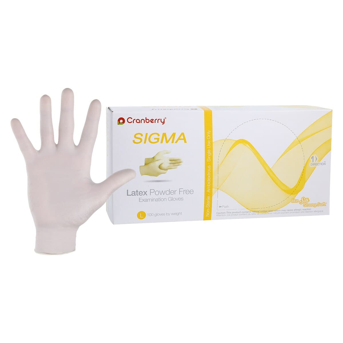 Cranberry Sigma Powder Free Latex Exam Gloves, Large, White, 100/Box, CR5818 thumbnail 2