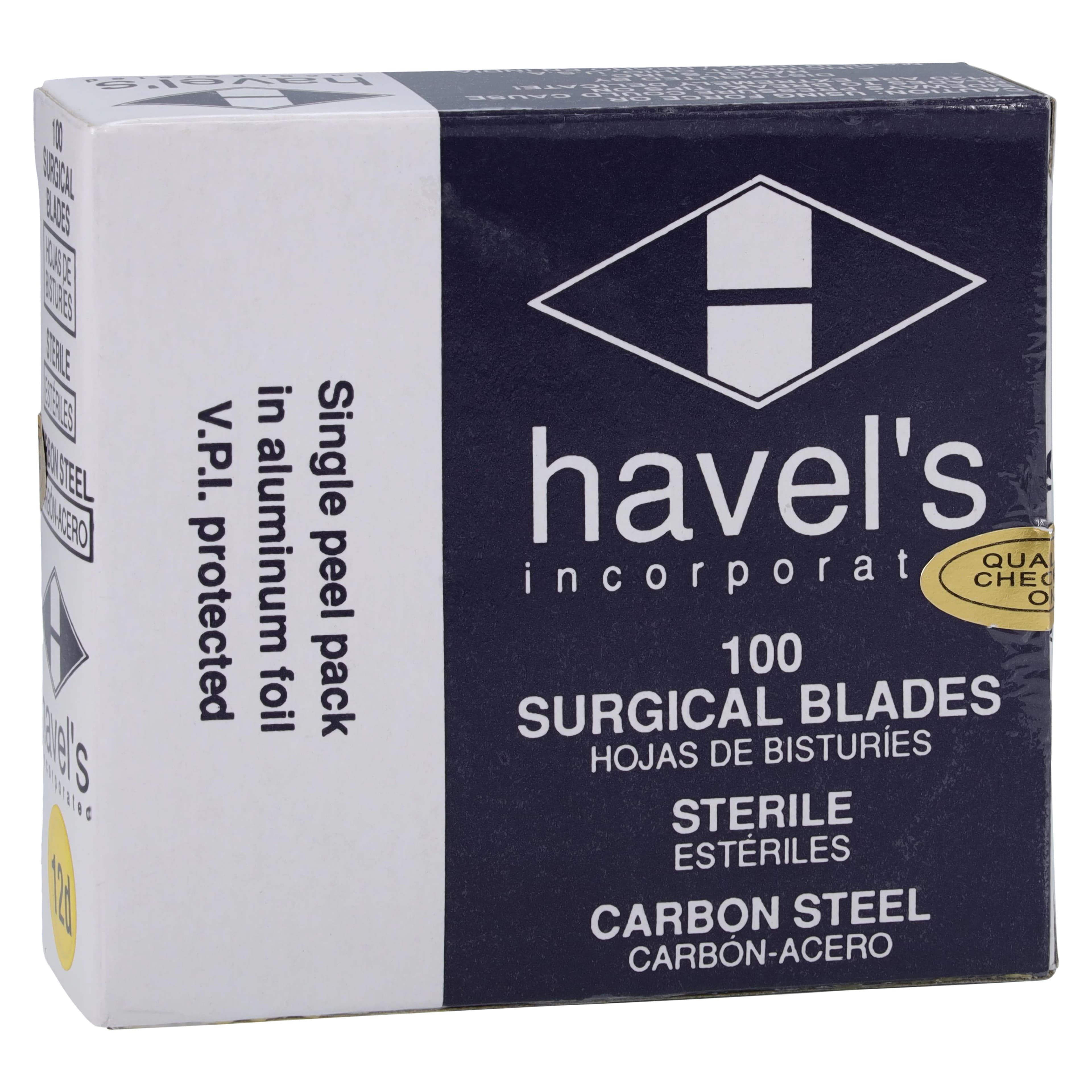 Havels Inc Carbon Steel Sterile Surgical Blade #12D, 100/Bx - Surgical Blade Carbon Steel - Image 1